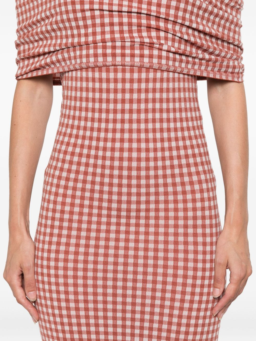 gingham knit maxi dress - 5