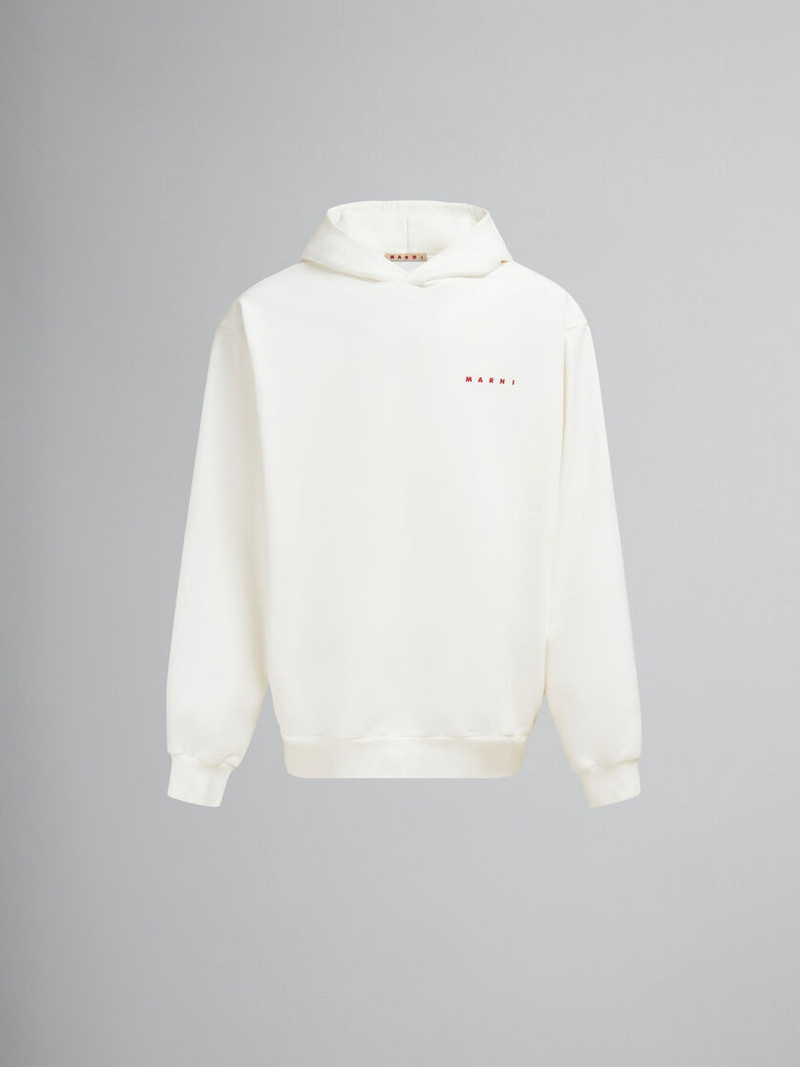 WHITE ORGANIC COTTON HOODIE WITH WRINKLED MARNI LOGO - 1