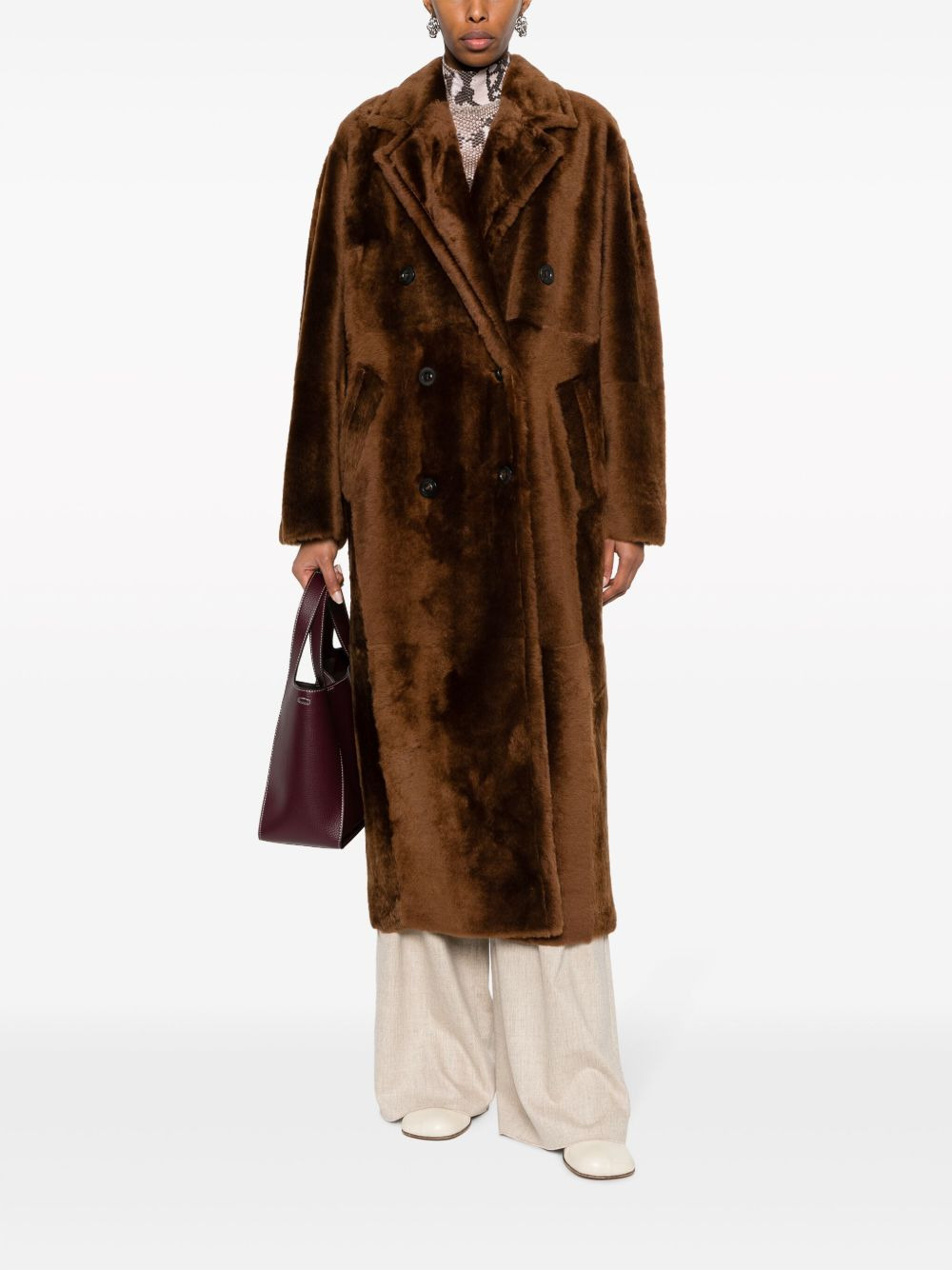 notched-lapels double-breasted coat - 2