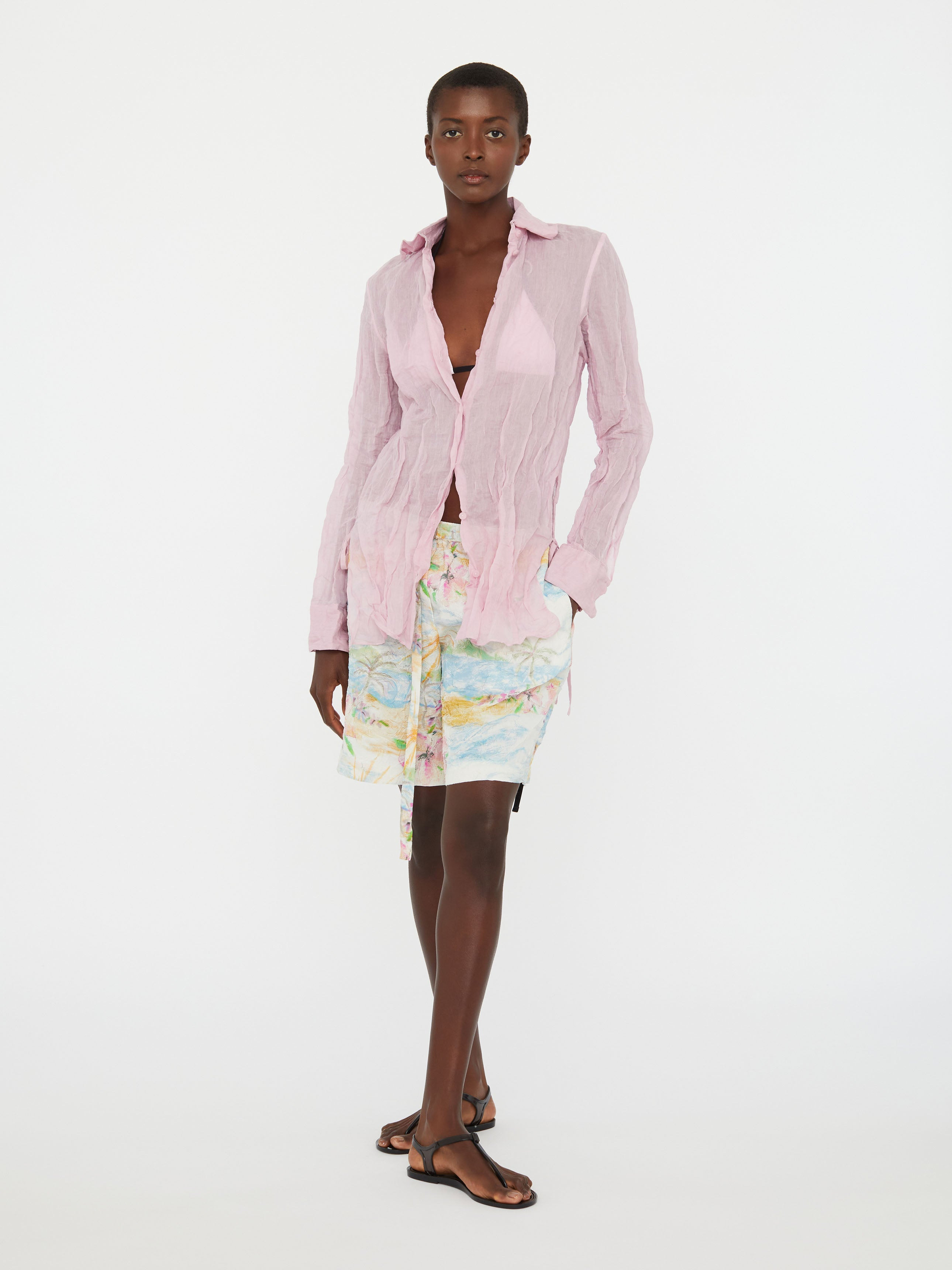 Crushed Side Tie Shirt - 6
