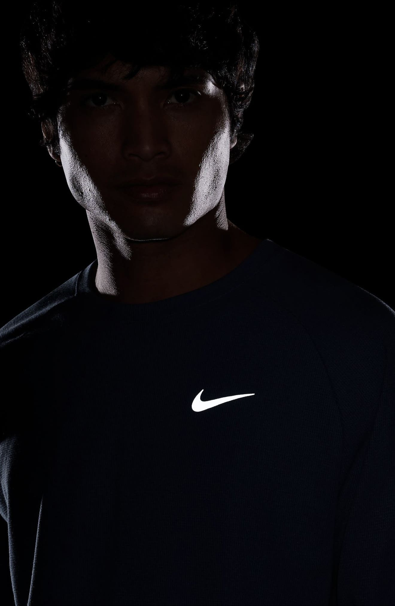 Nike Stride Dri-FIT Long Sleeve Waffle Crewneck Running Short in World Indigo/Reflective Silv at Nor - 4
