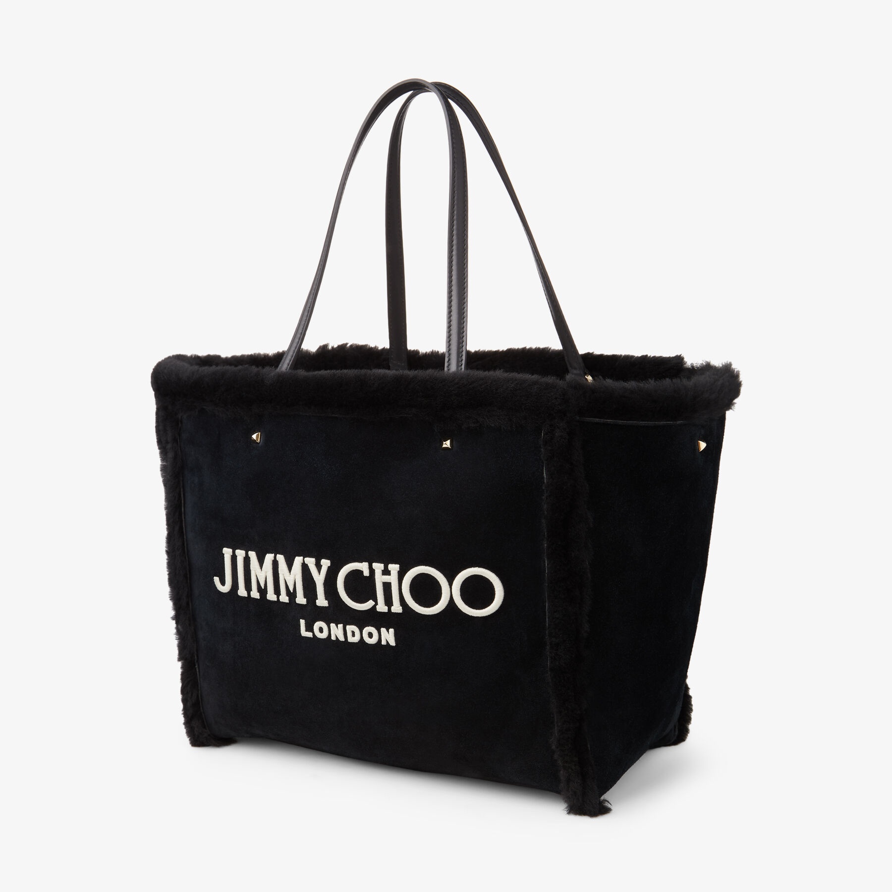 Avenue Tote Bag
Black Suede and Shearling Tote Bag with Jimmy Choo Embroidery - 2