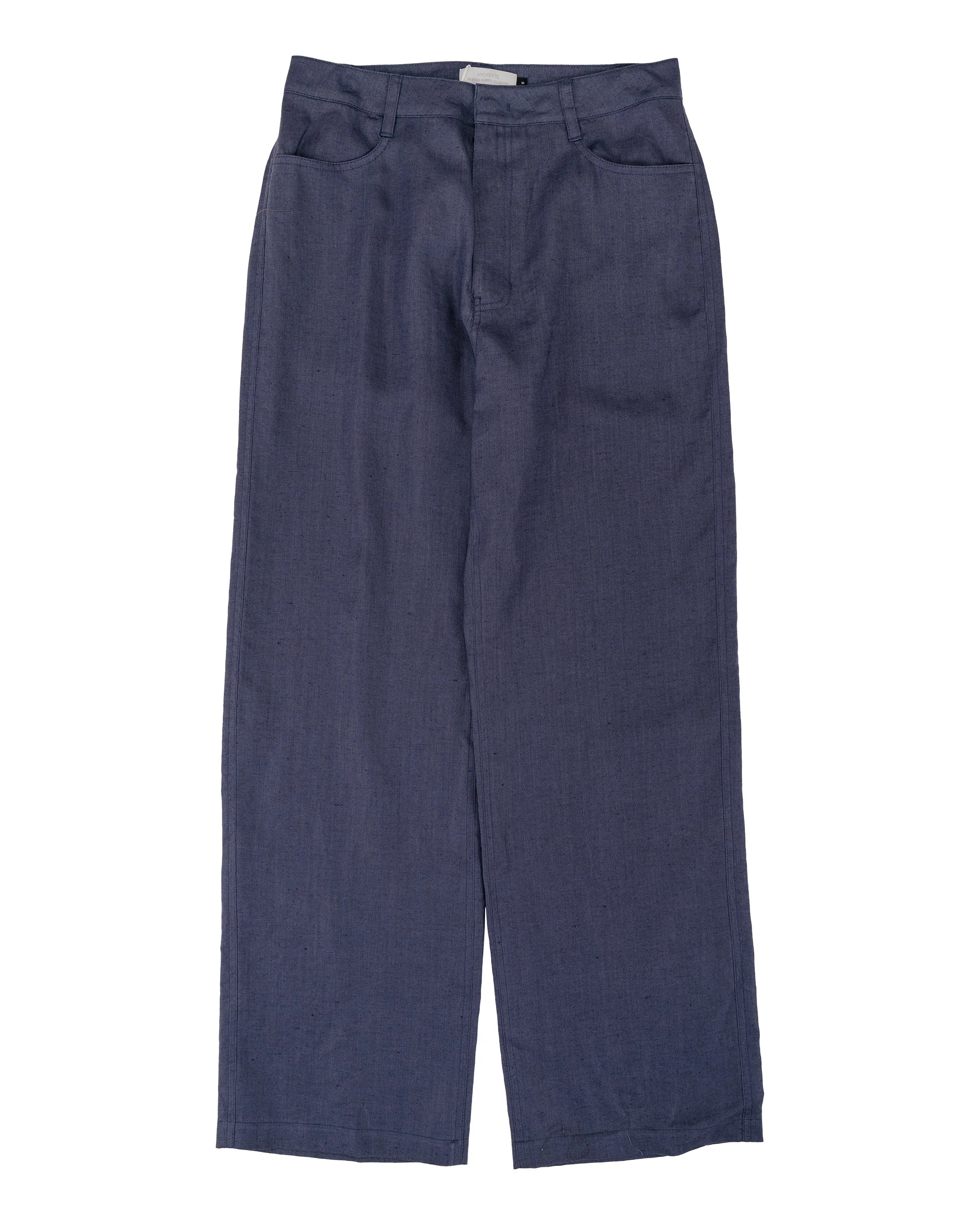 Linen Straight Pants Blue - 1