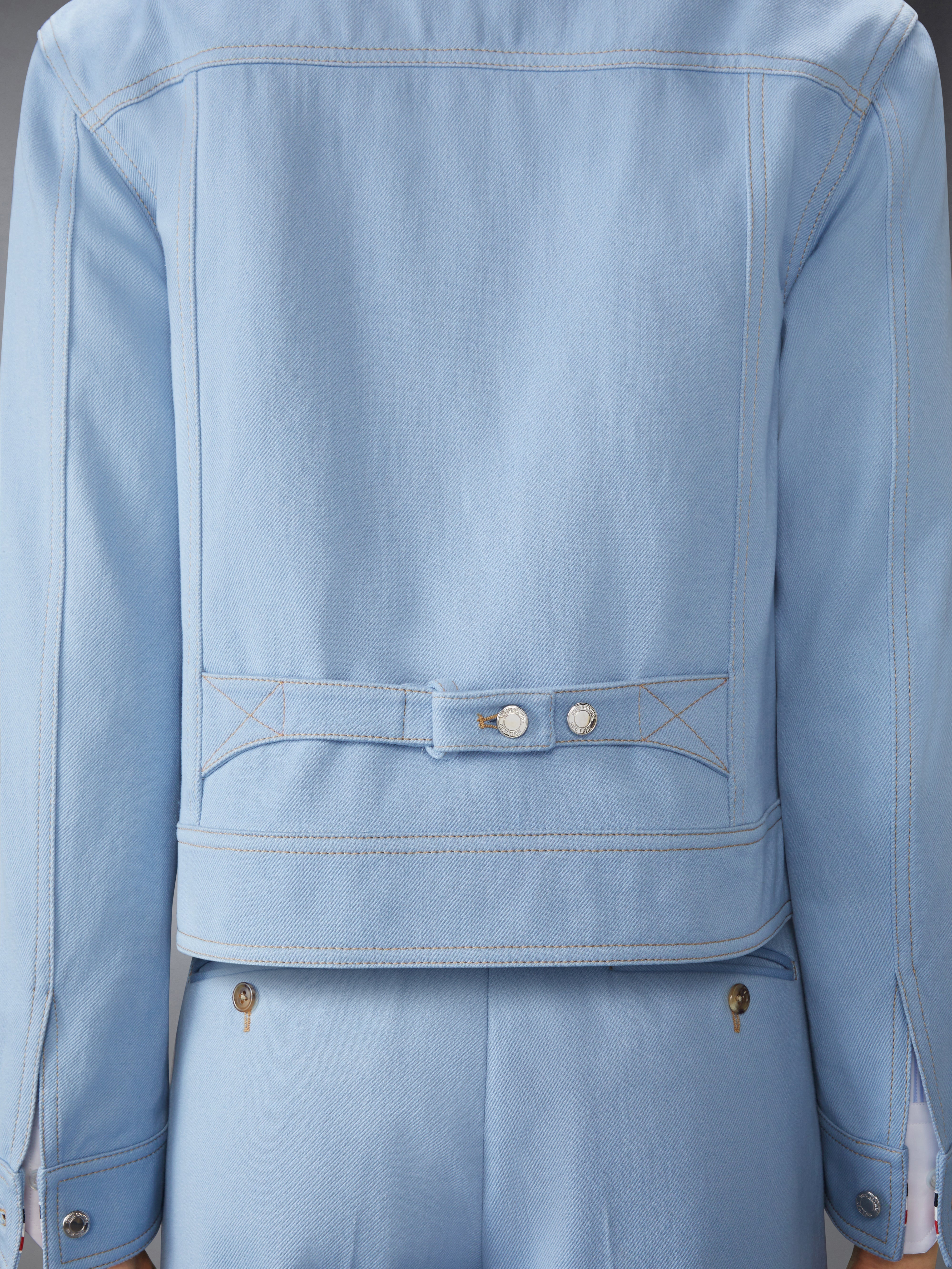 CONTRAST STITCH DENIM BACKSTRAP UTILITY JACKET - 6