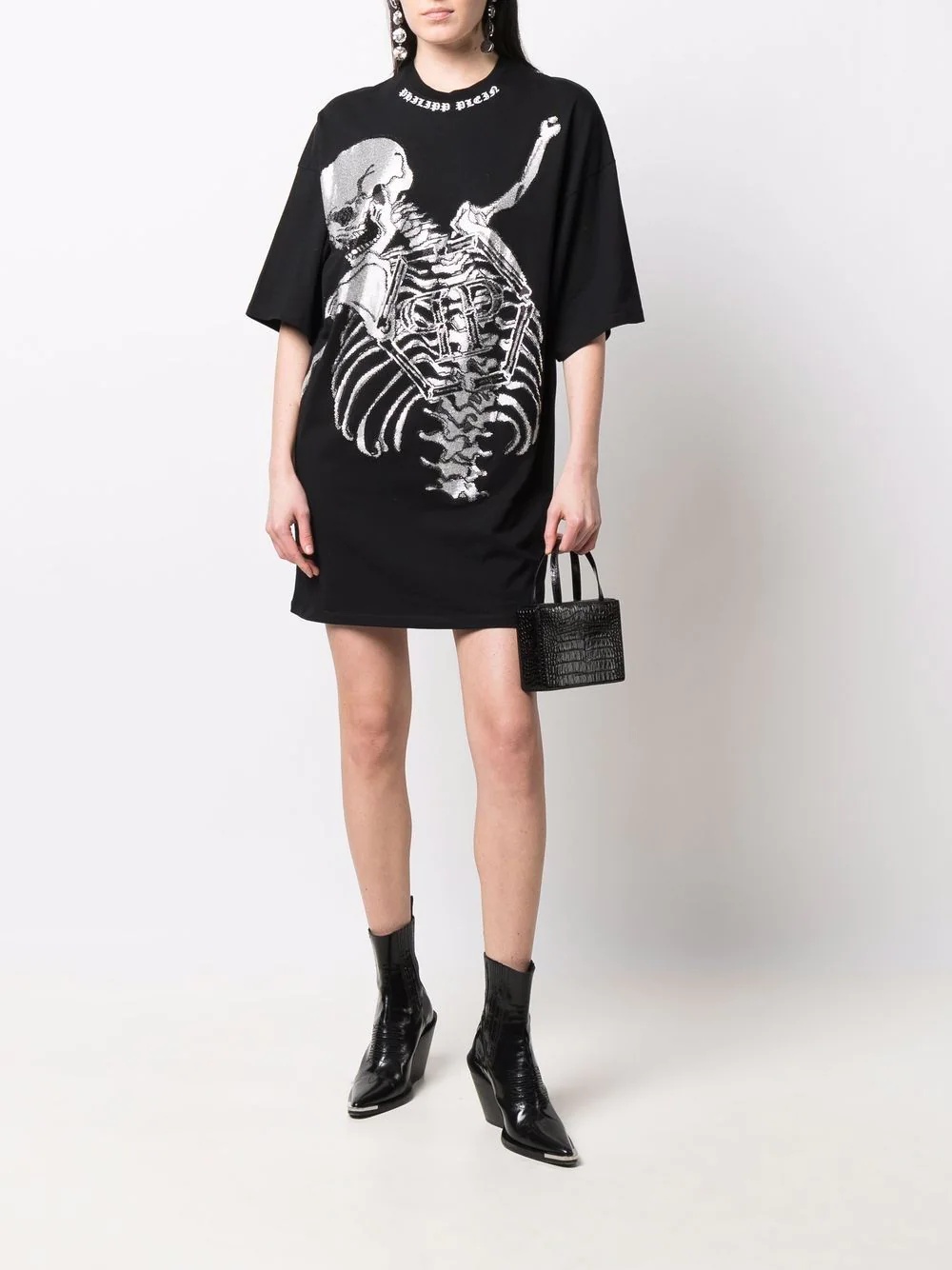 Skeleton print T-shirt dress - 2