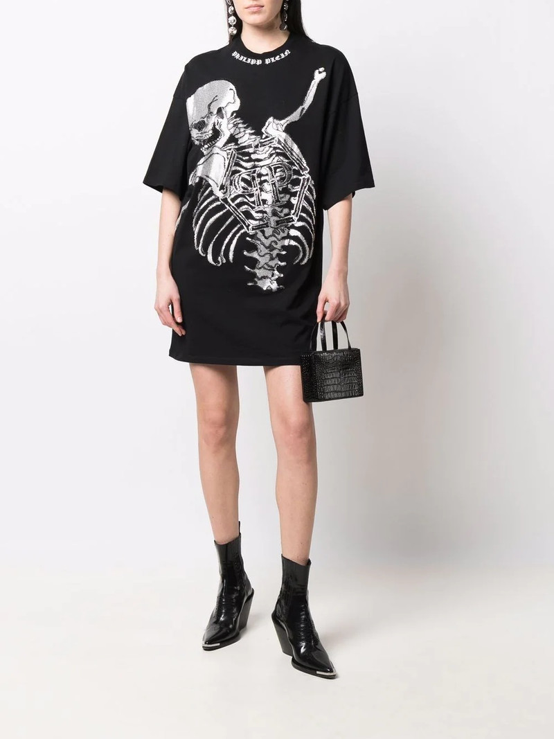 PHILIPP PLEIN Skeleton print T-shirt dress outlook