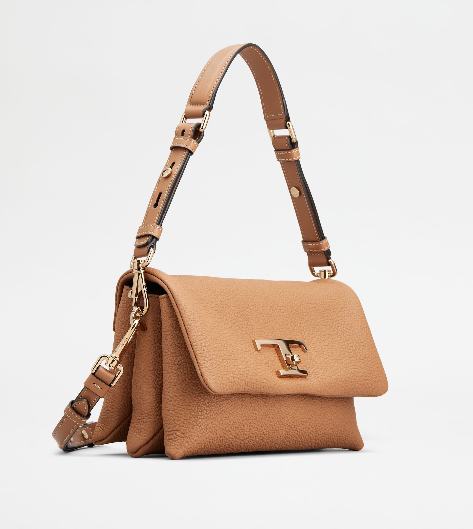 Tod's T TIMELESS FLAP BAG IN LEATHER MINI - BROWN | REVERSIBLE