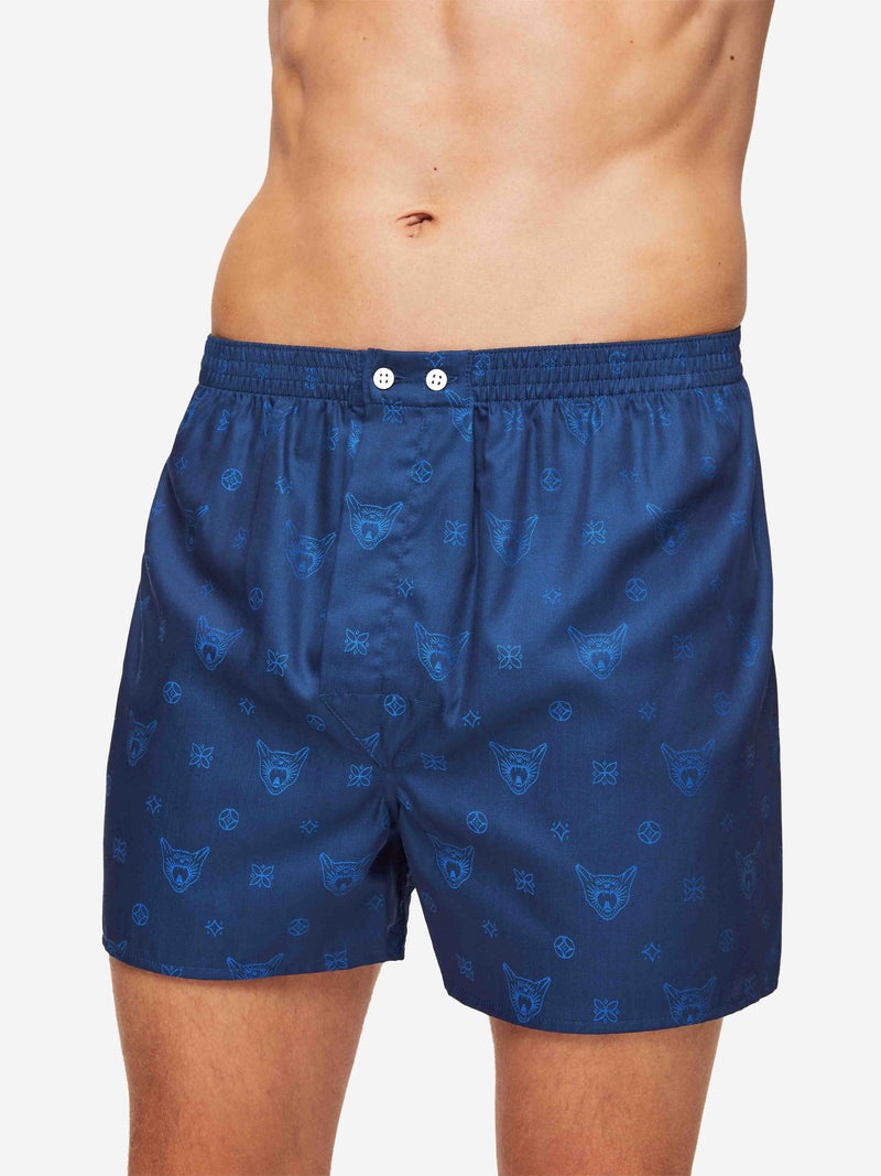 Men's Classic Fit Boxers Paris 24 Cotton Jacquard Navy - 2