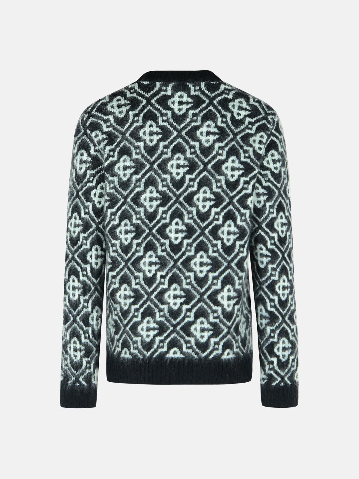 BLACK MOHAIR BLEND MONOGRAMMED SWEATER - 3