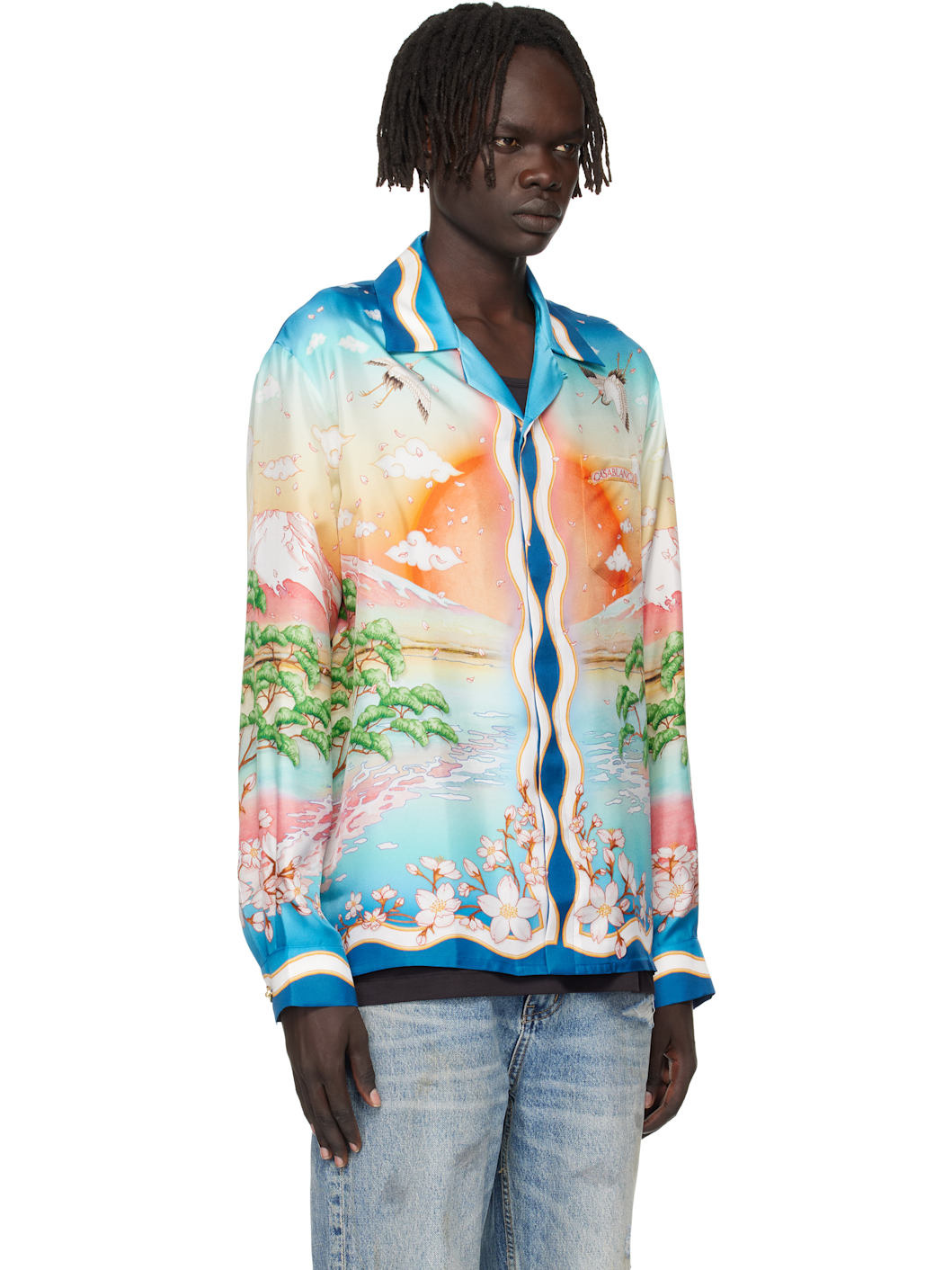 Multicolor 'Tennis Club' Long Sleeve Silk Shirt - 2
