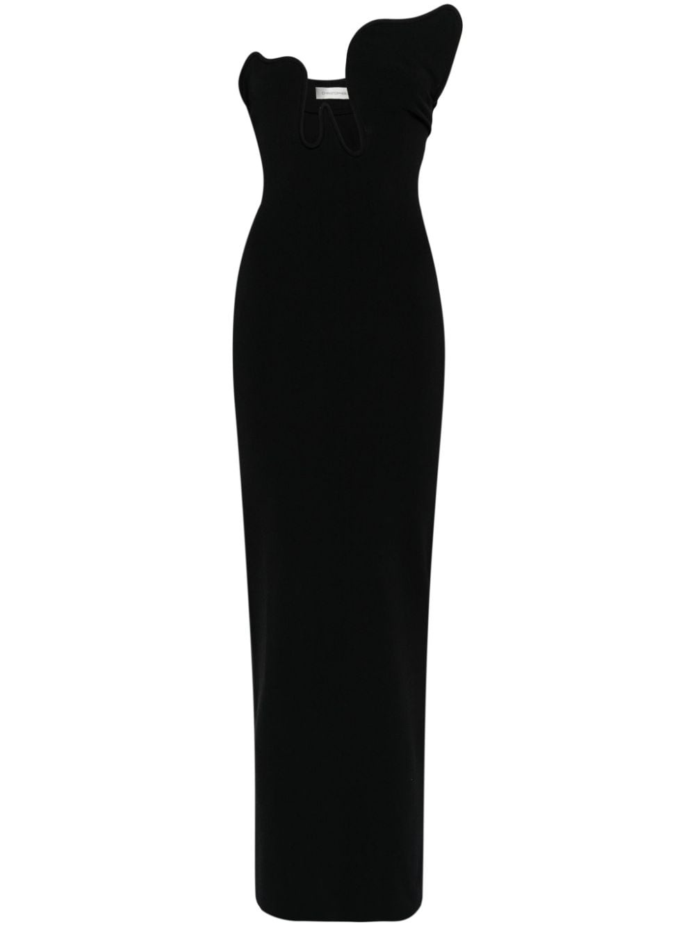 asymmetric crepe long dress - 1