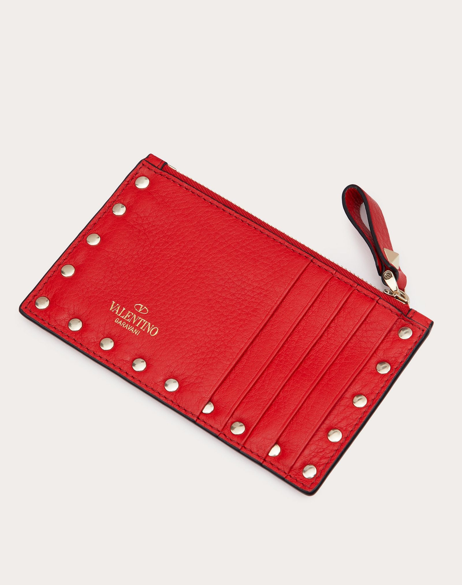 ROCKSTUD GRAINY CALFSKIN CARDHOLDER WITH ZIPPER - 3