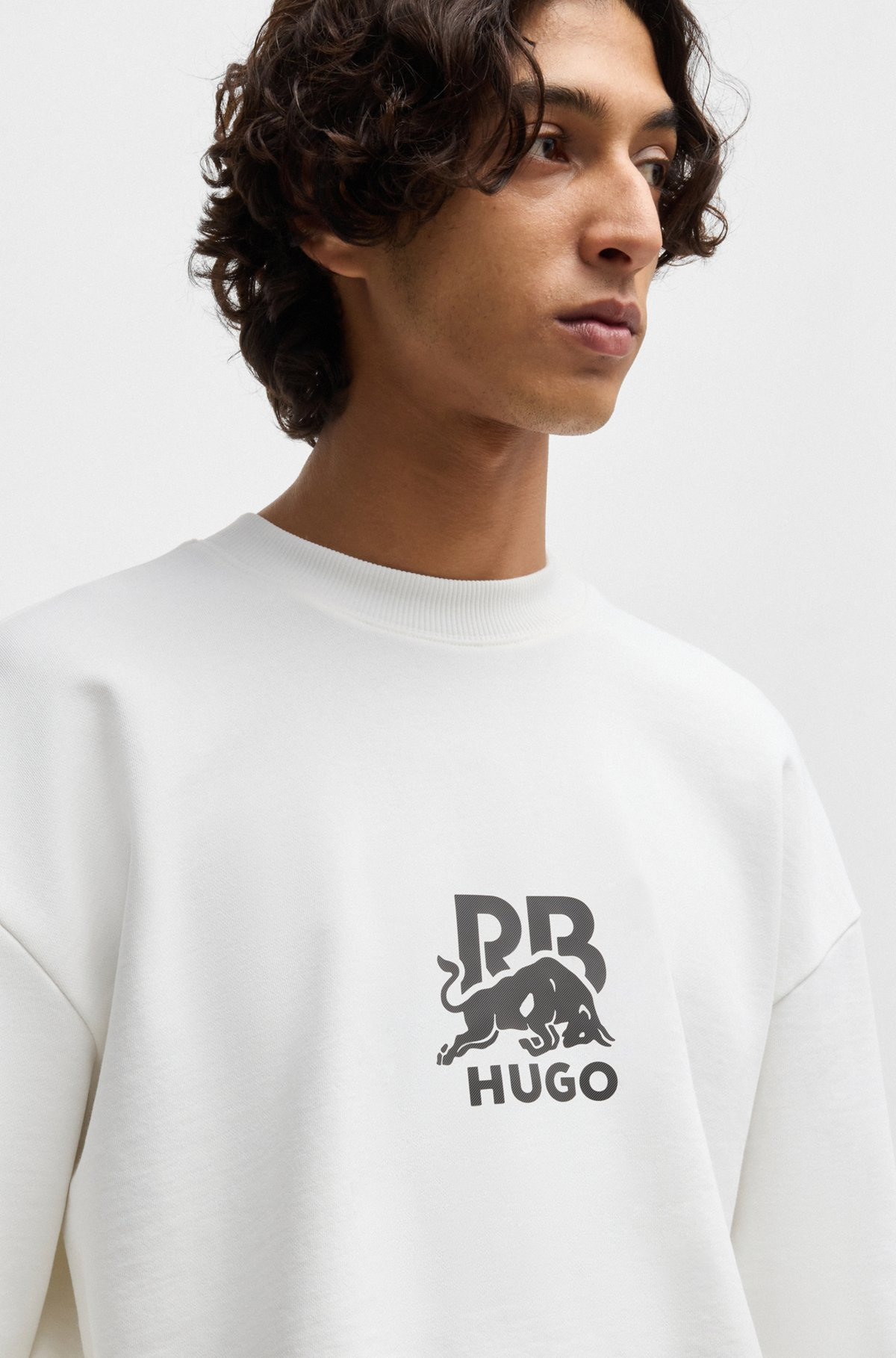 HUGO X RB COTTON-TERRY SWEATSHIRT WITH CARBON STEALTH LOGO - 3