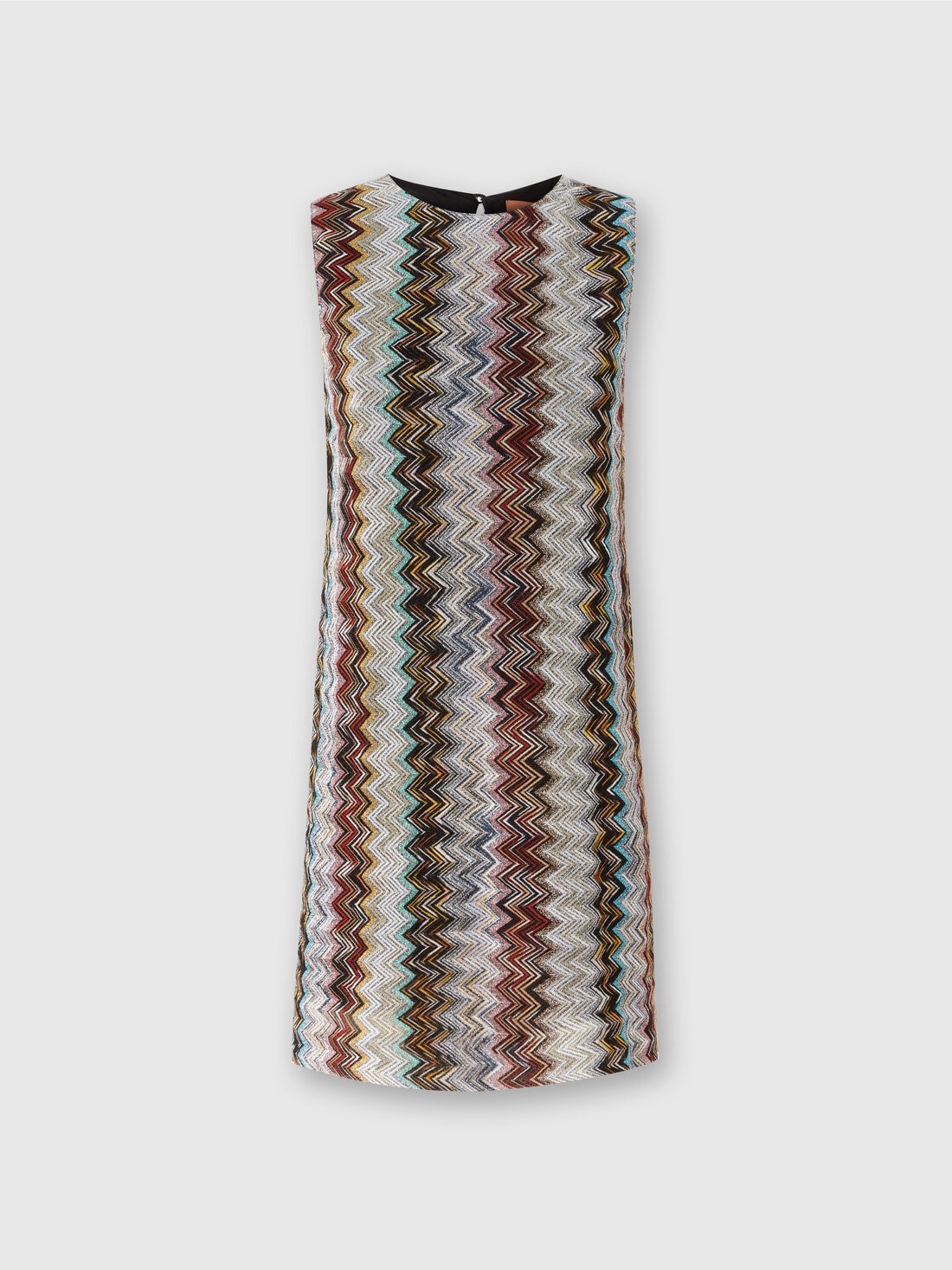 Sleeveless mini-dress in zig zag lamé viscose blend - 1