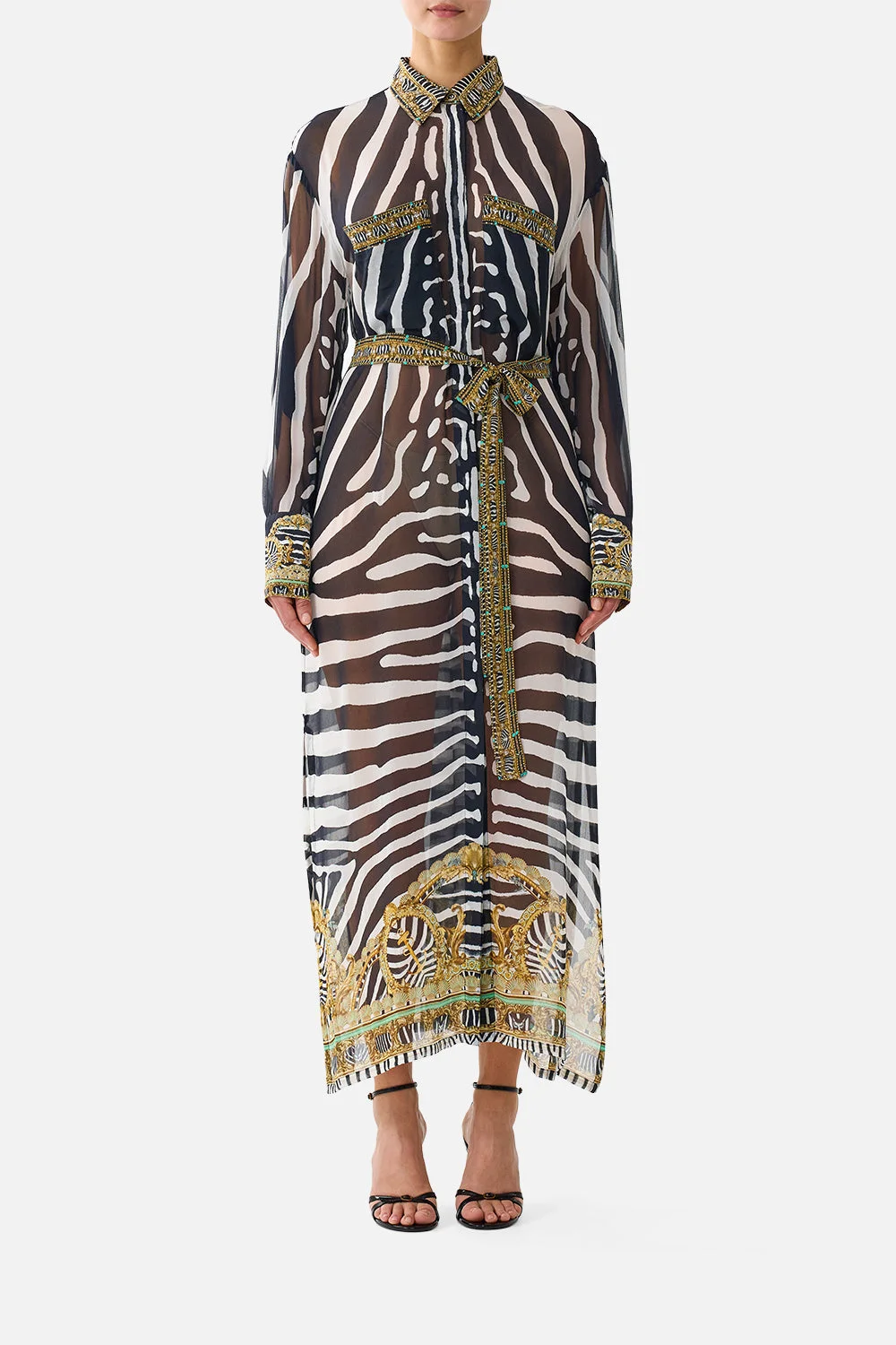 BUTTON FRONT LONG DRESS ZIG ZAG ZOO - 1