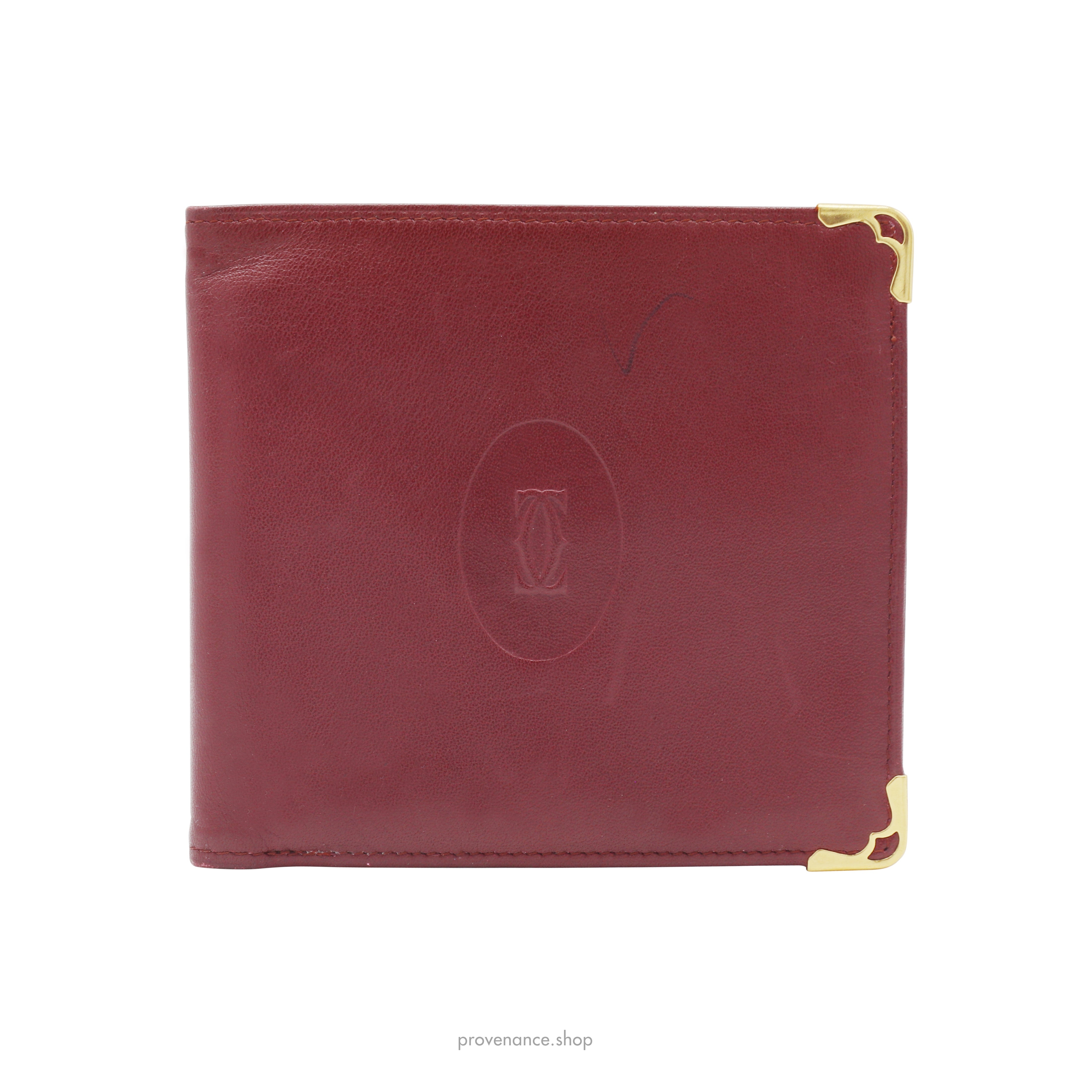 Cartier Bifold Wallet - Burgundy Calfskin Leather - 1