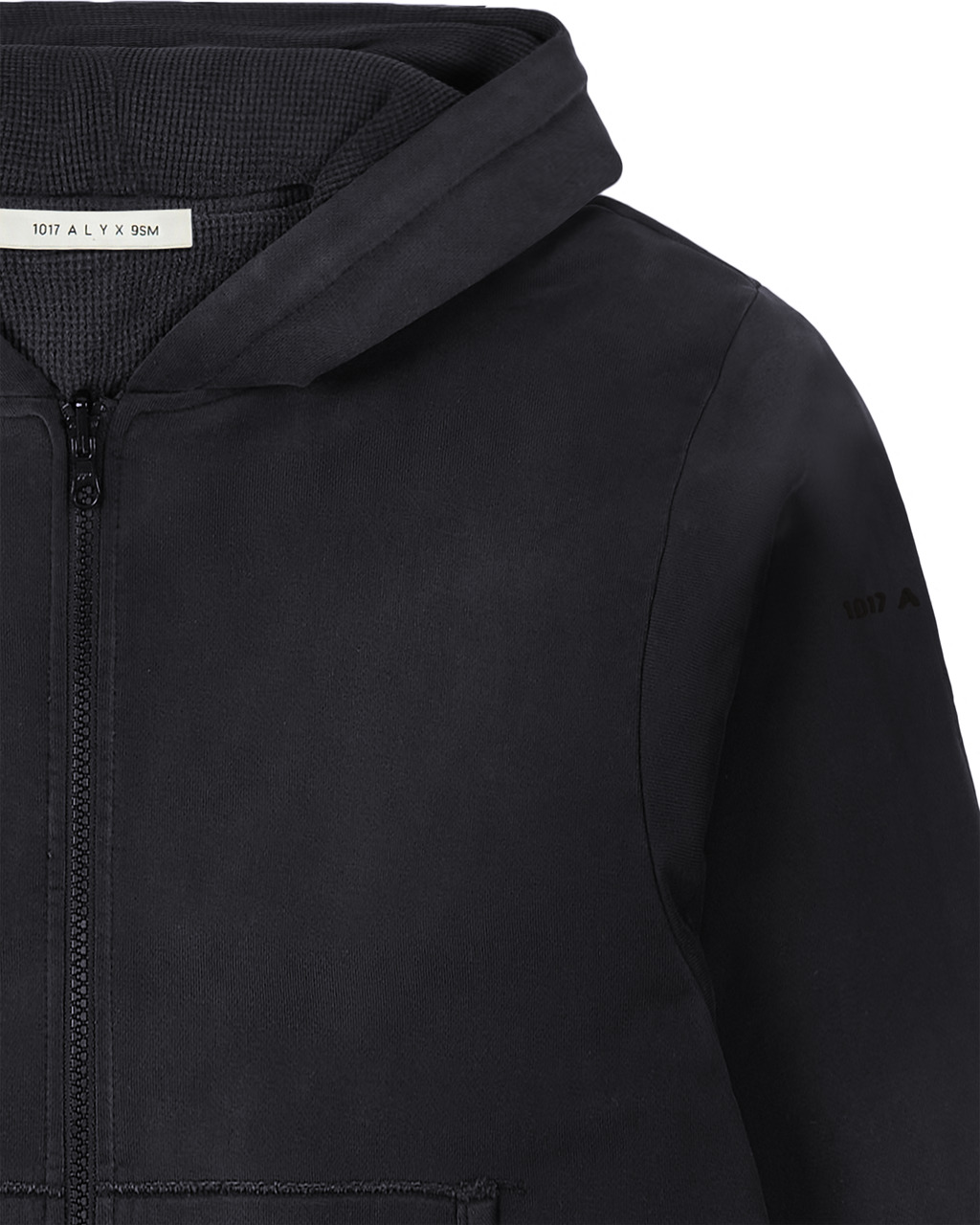 BLACK GARMENT DYE REVERSIBLE ZIP-UP HOODIE - 4