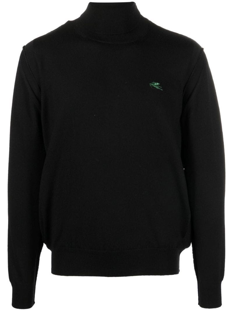 logo-embroidered roll-neck jumper - 1