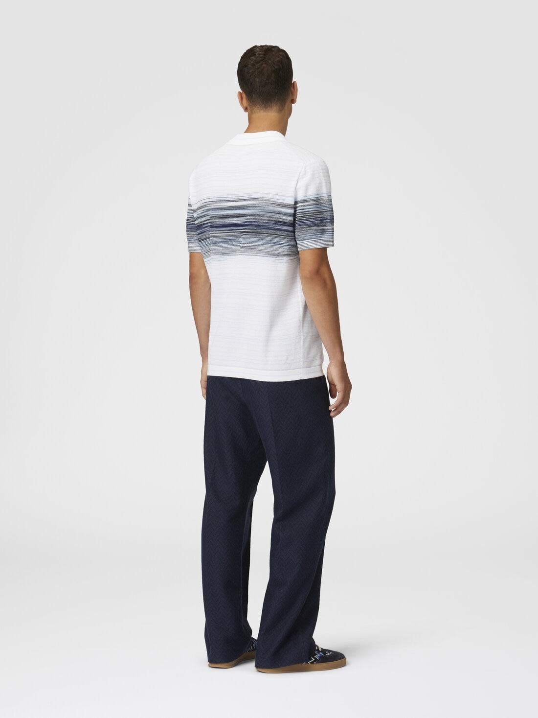 Honeycomb cotton knit polo shirt with slub detail - 3