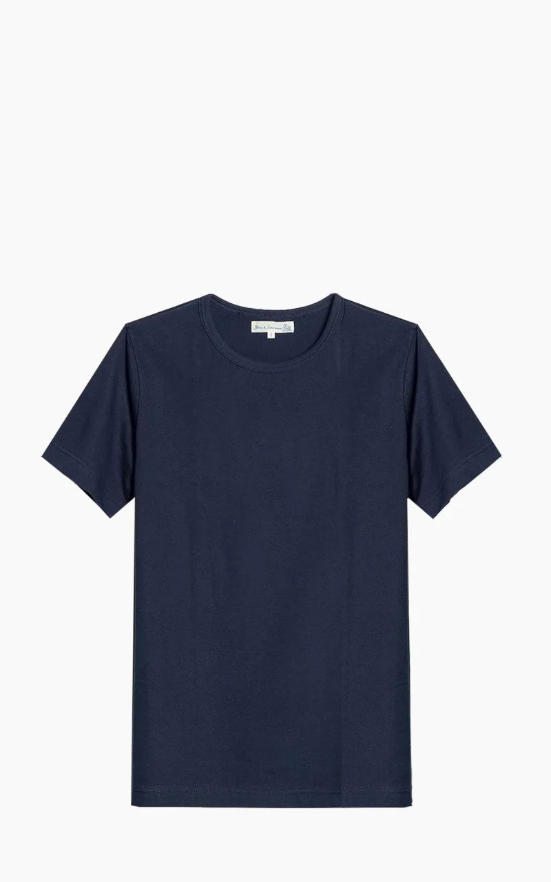 MERZ B. SCHWANEN 1950S CREW NECK TEE INK BLUE - 1