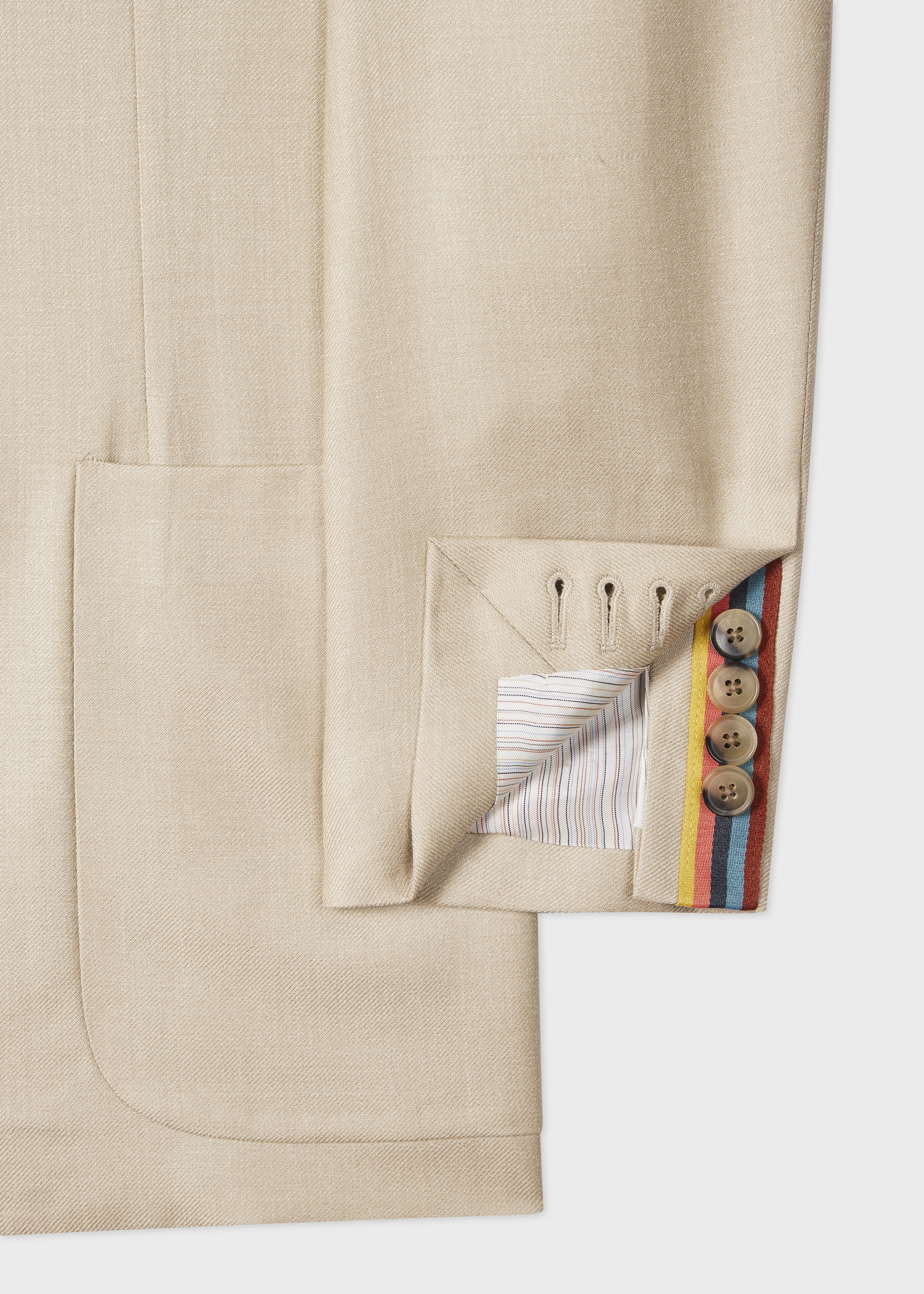 Light Camel Wool-Silk Unlined Blazer - 3