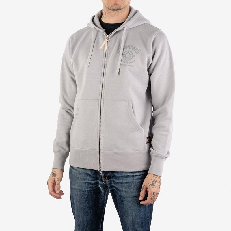 Iron Heart IHSW-63-GRY Printed 14oz Ultra Heavyweight Loopwheel Cotton Zippered Hoodie - Grey outlook