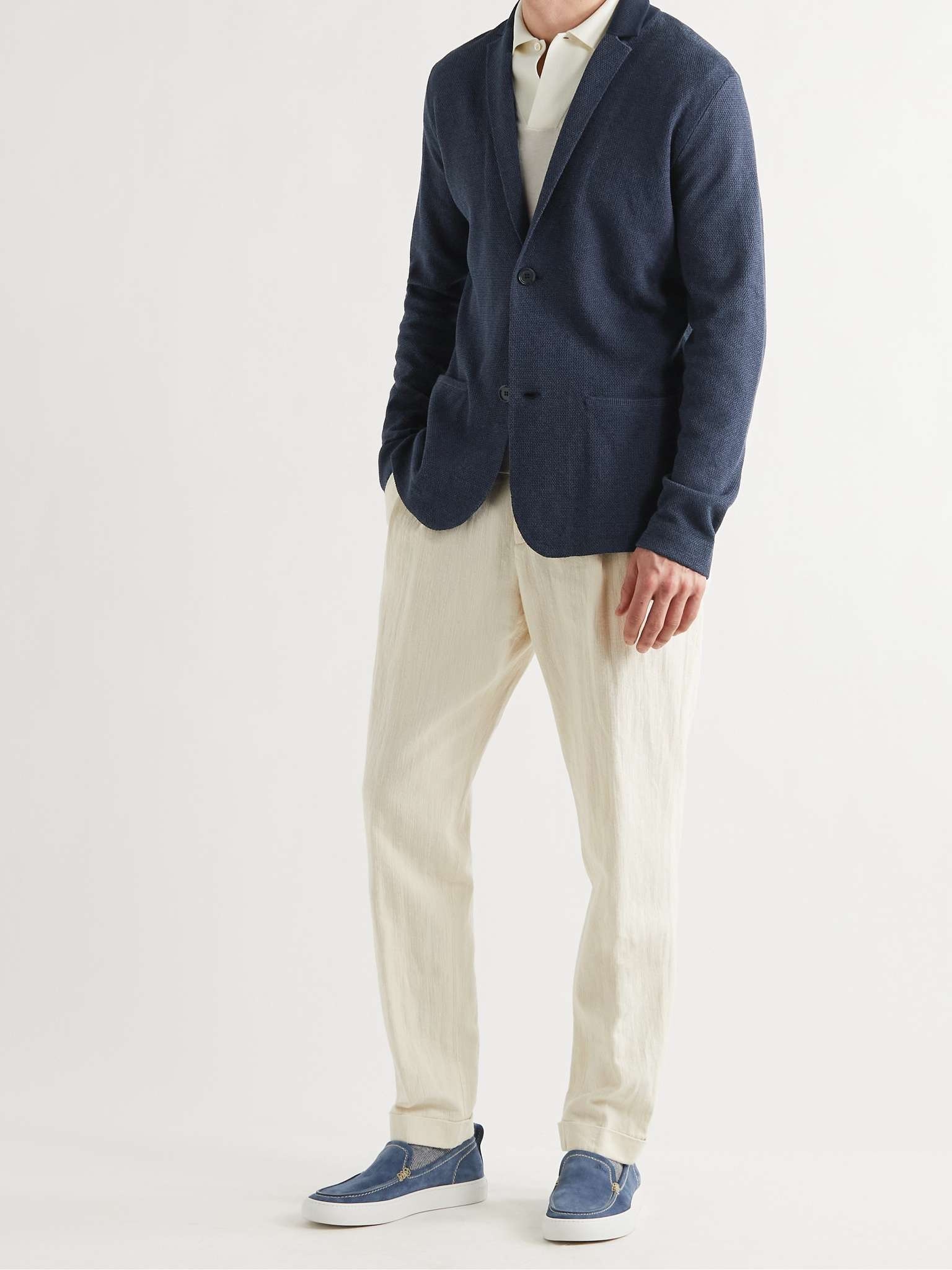 Abington Unstructured Silk and Linen-Blend Jacquard Blazer - 2