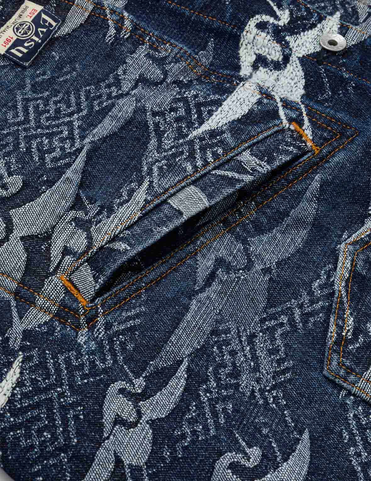 Allover Seagull Cranes Jacquard Loose Fit Denim Jacket - 14