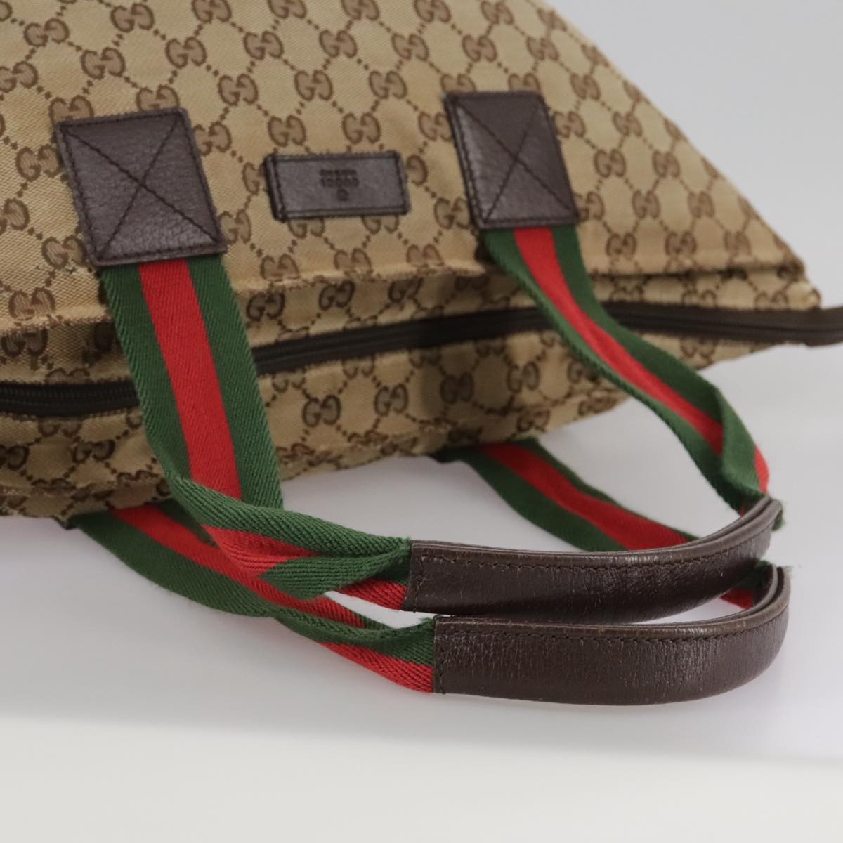 GUCCI GG Canvas Web Sherry Line Tote Bag Beige Silver - 8
