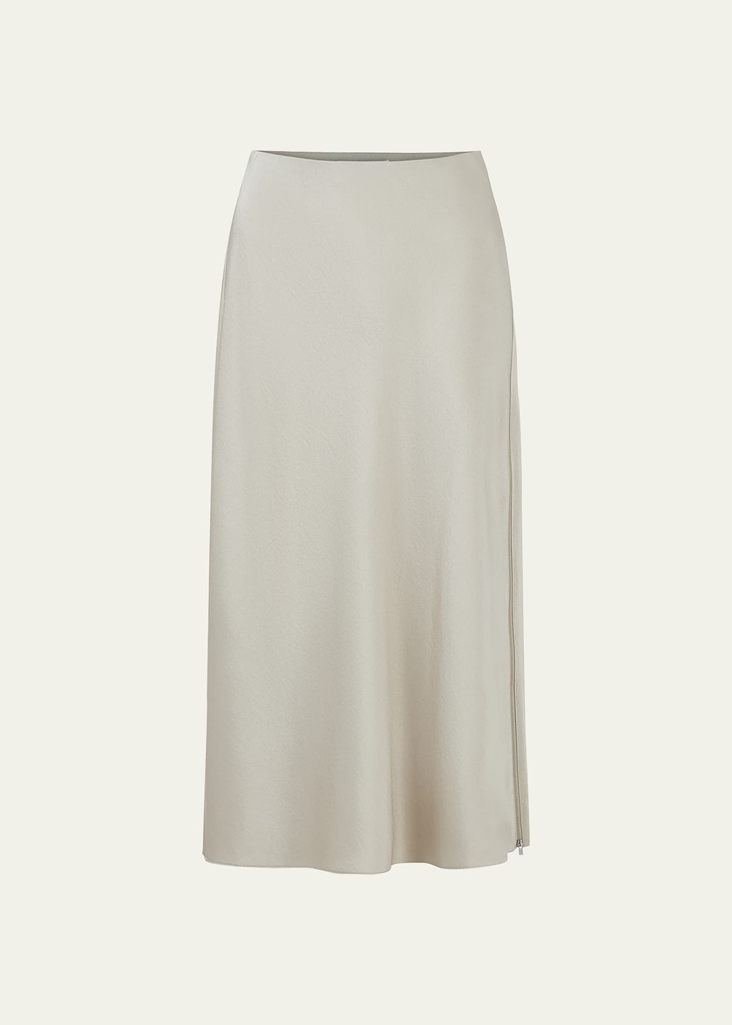 Satin Midi Slip Skirt - 1