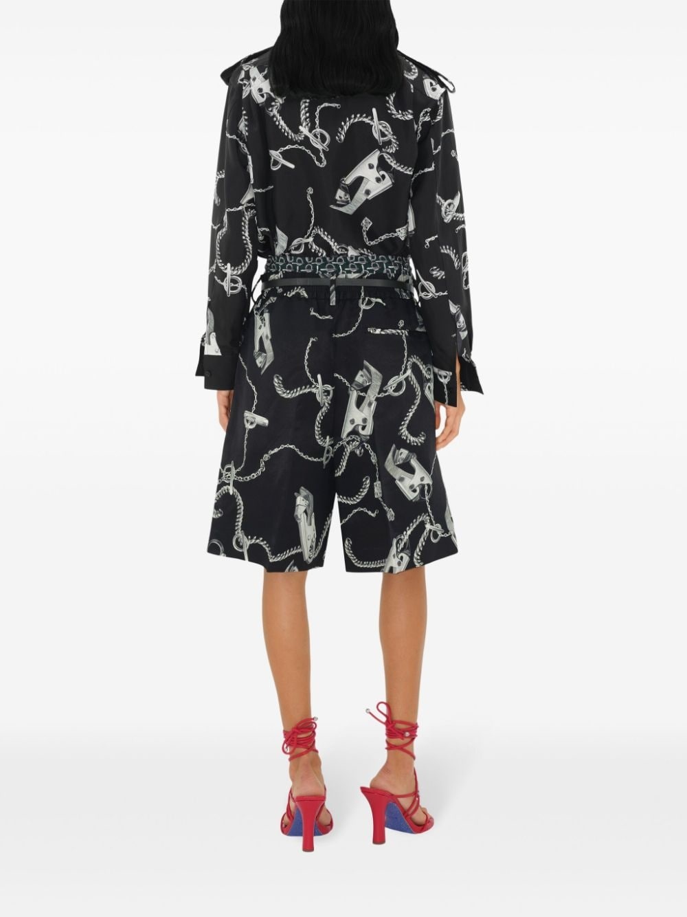chain link-print straight-leg shorts - 4
