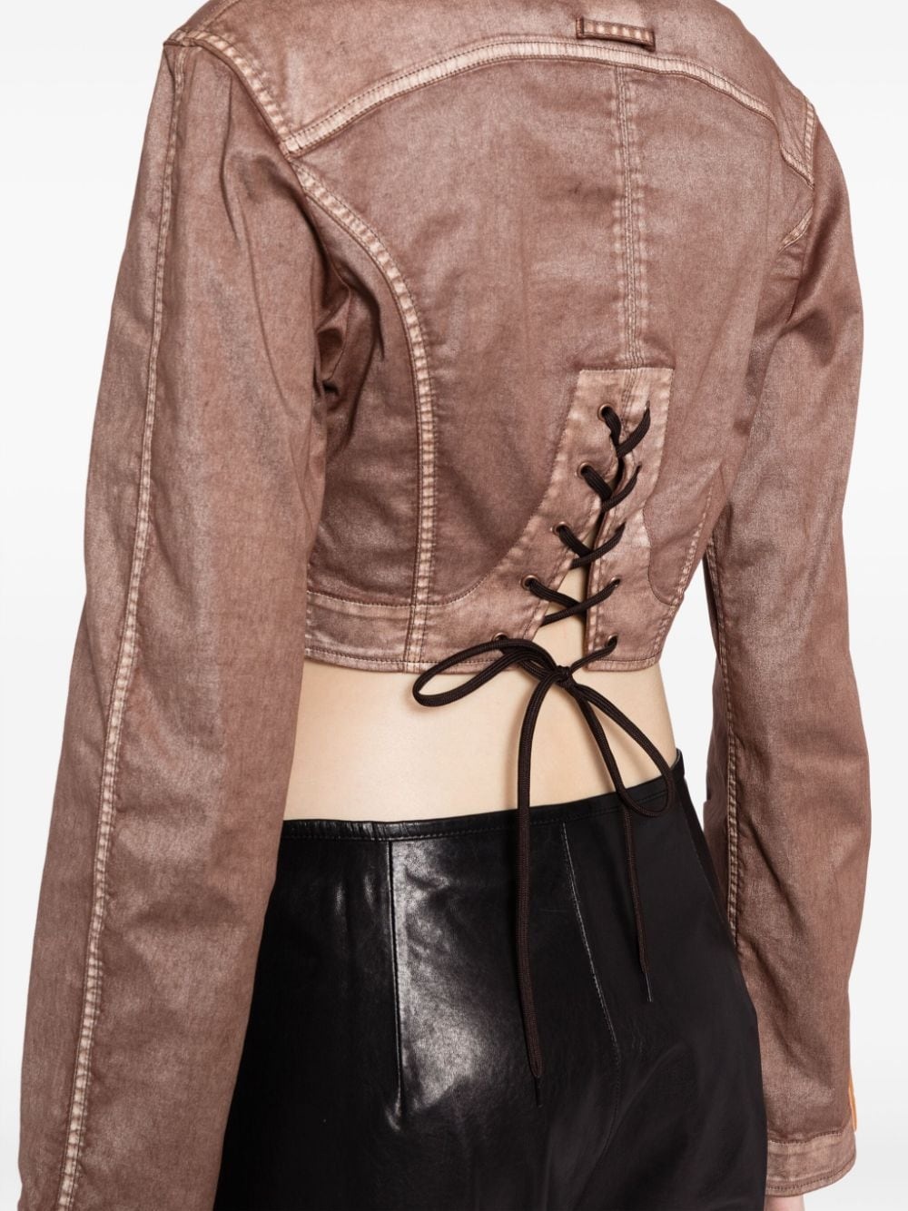 cropped corset-style denim jacket - 5