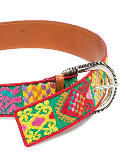 Etro embroidered leather belt outlook