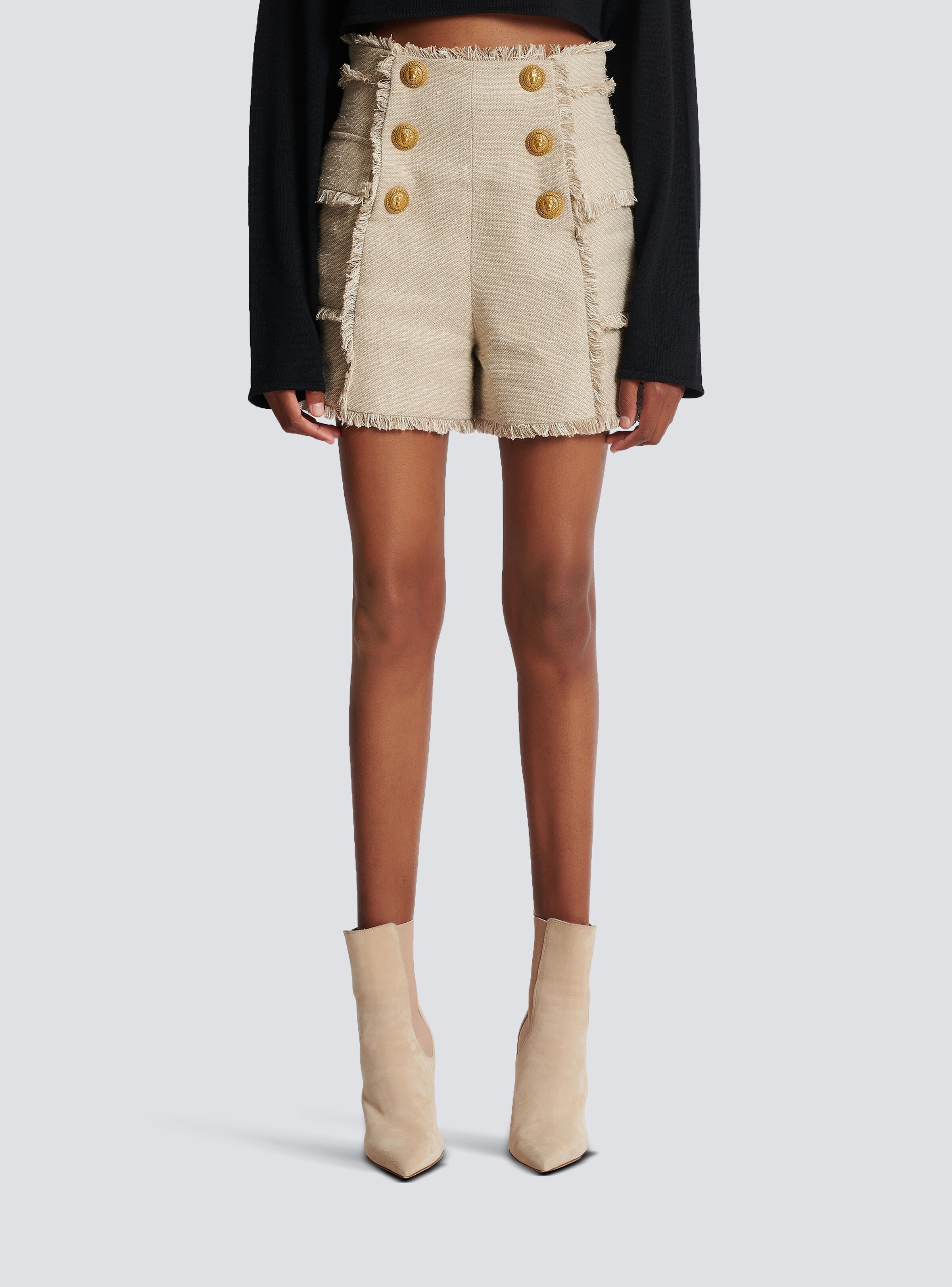 Fringed linen sailor shorts - 5