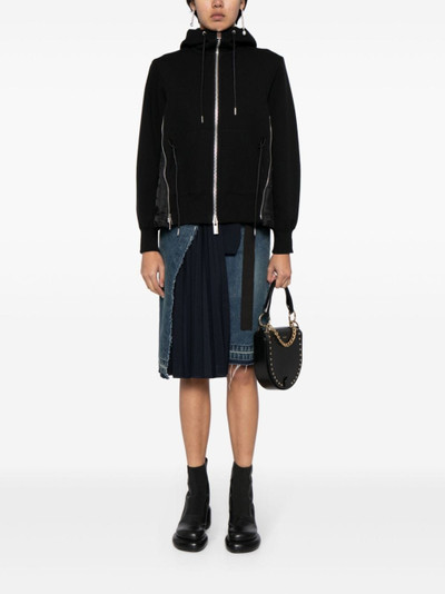 sacai panelled cotton-blend hoodie outlook