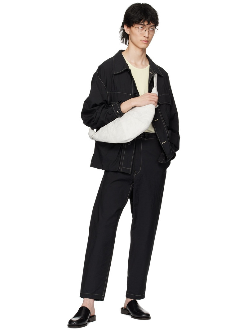 Lemaire contrast-stitching belted trousers outlook
