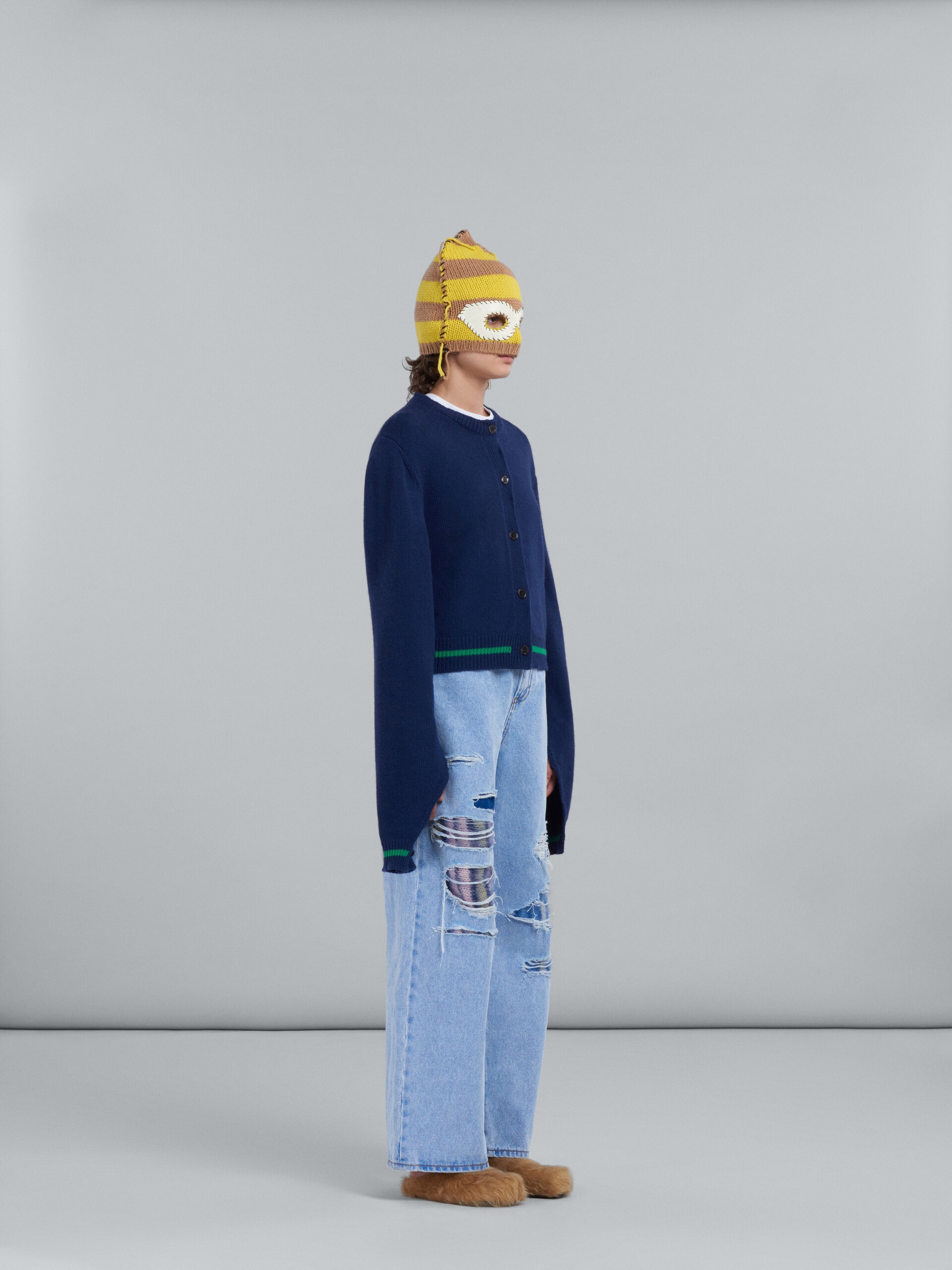 WIDE TROUSERS IN LIGHT BLUE DENIM AND MOHAIR - 5