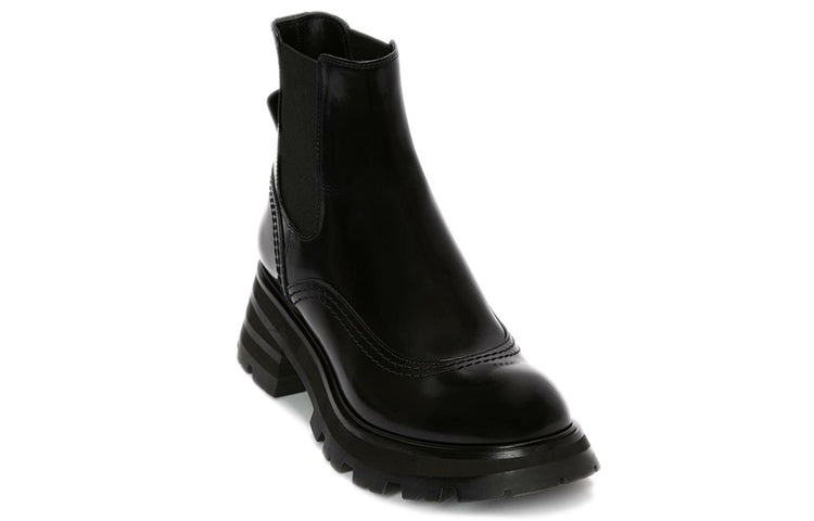 (WMNS) Alexander McQueen Leather Chelsea Ankle Boots 'Black' 666368WHZ841000 - 3