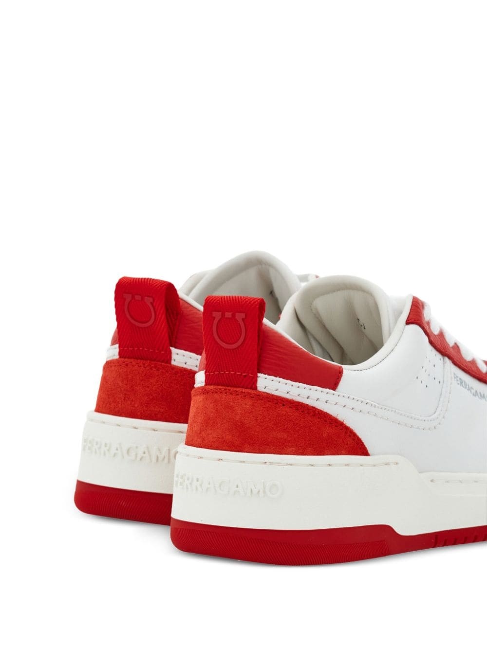 panelled leather sneakers - 3