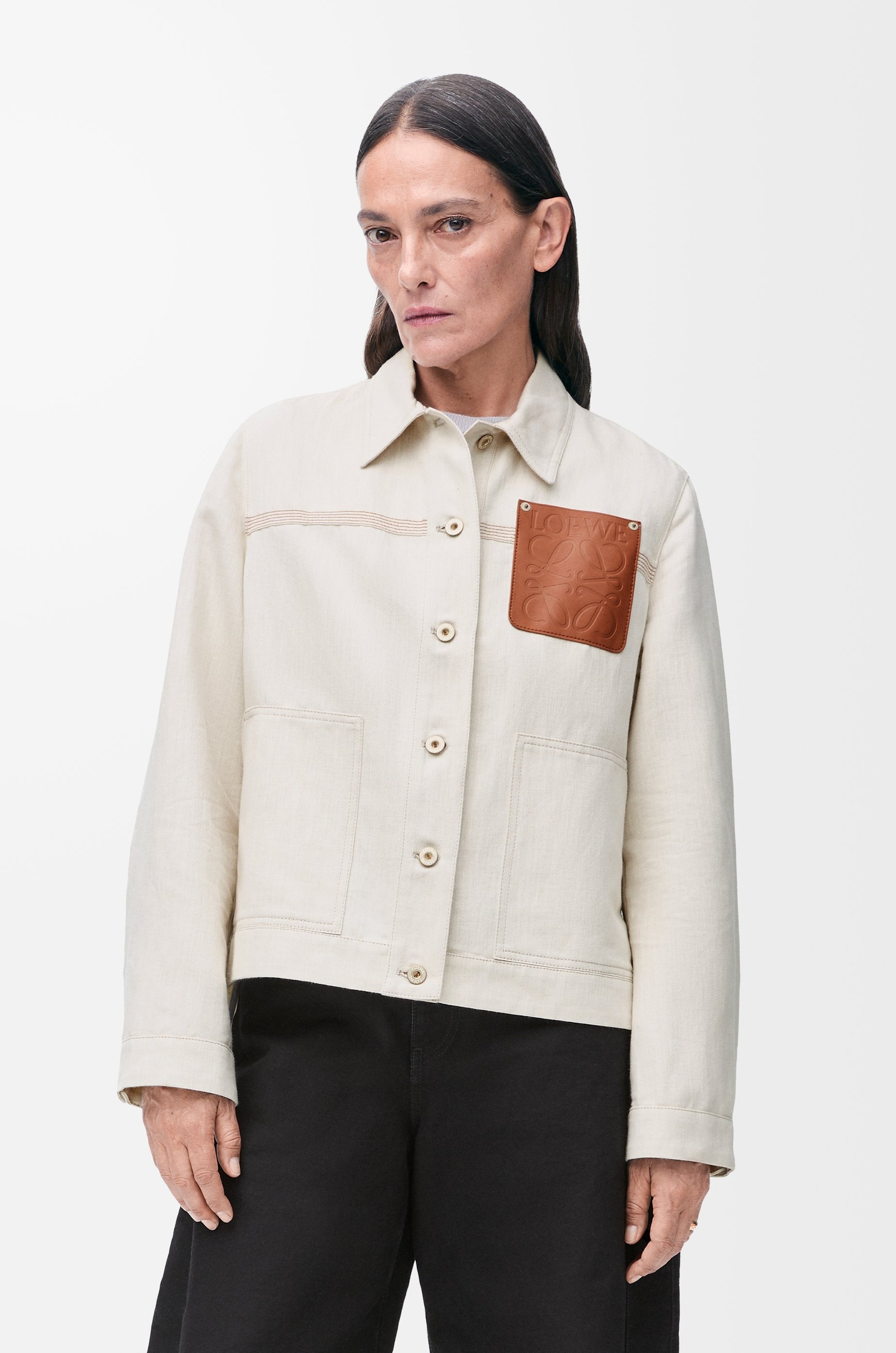 レディース*LOEWE*シアリング付コットンツイルブルゾン カーキ S359Y2SL31_4160_1F.jpg