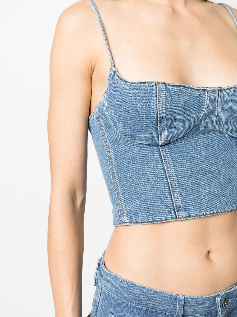 cropped denim top - 5