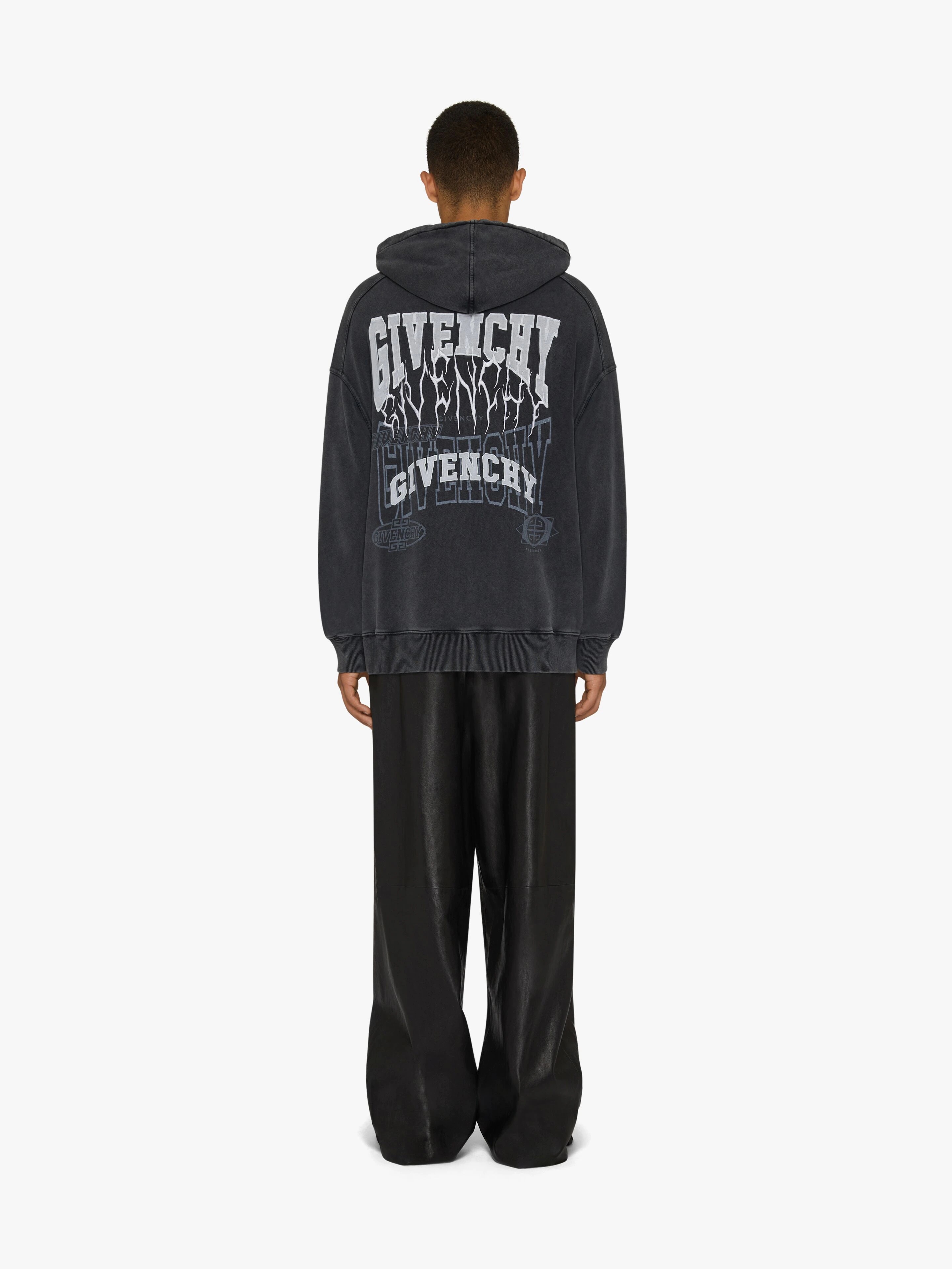 SLIM FIT HOODIE IN EMBROIDERED FELPA - 4