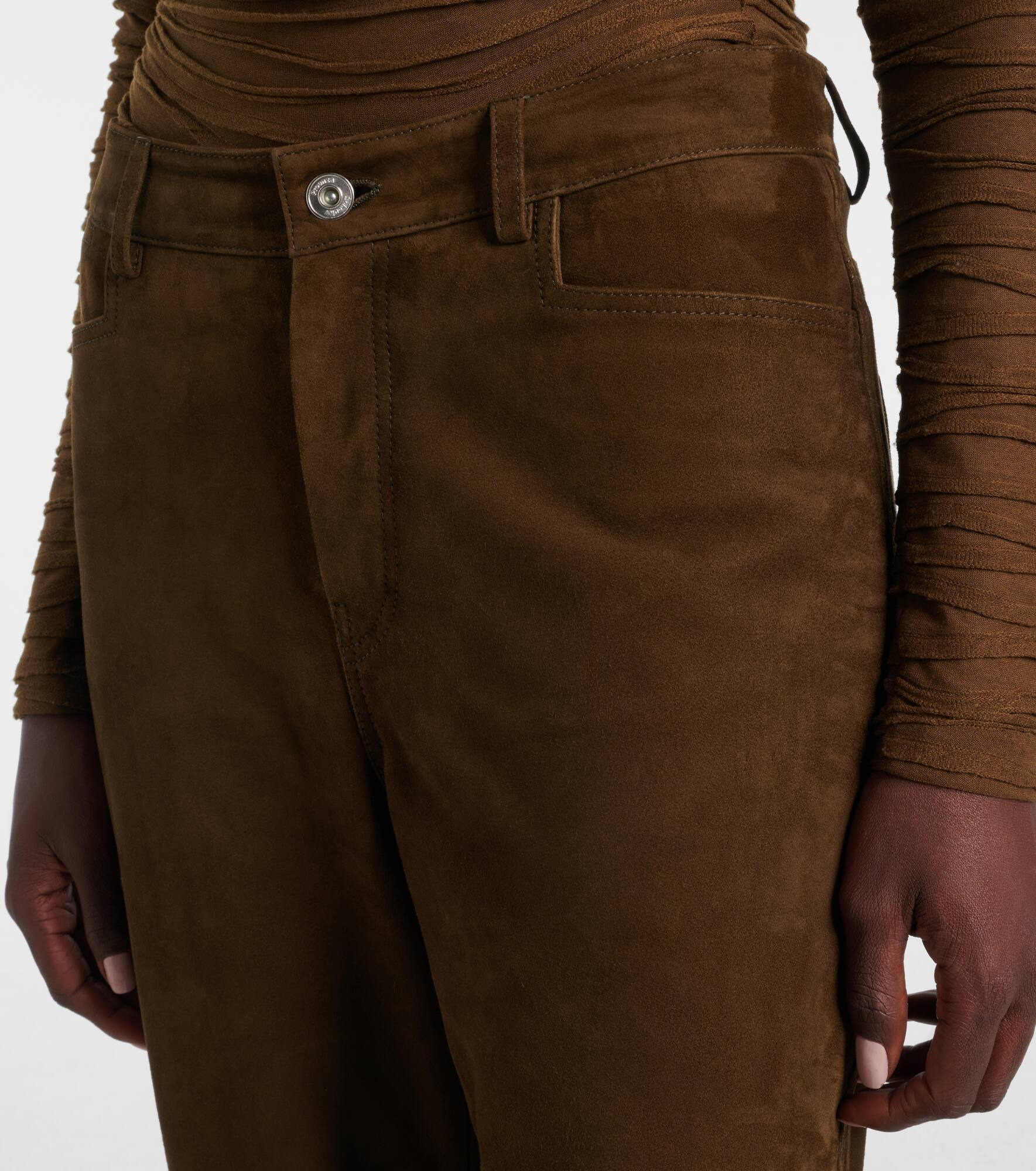 Maxine suede straight pants - 4