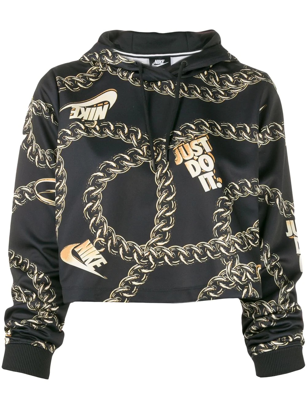 chain-link printed cropped hoodie - 1