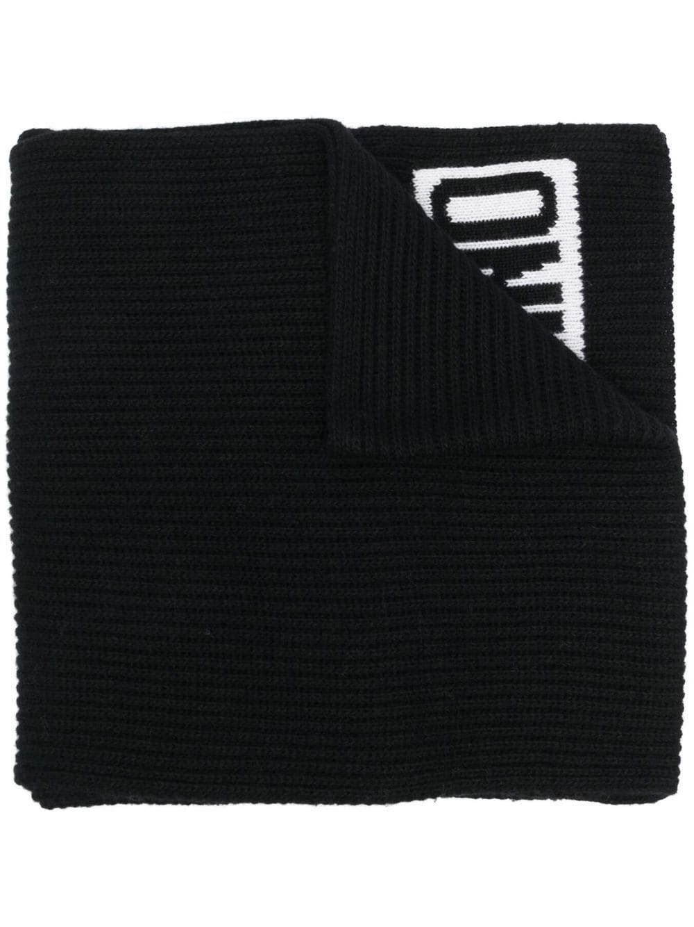 logo-print frayed-edge scarf - 1