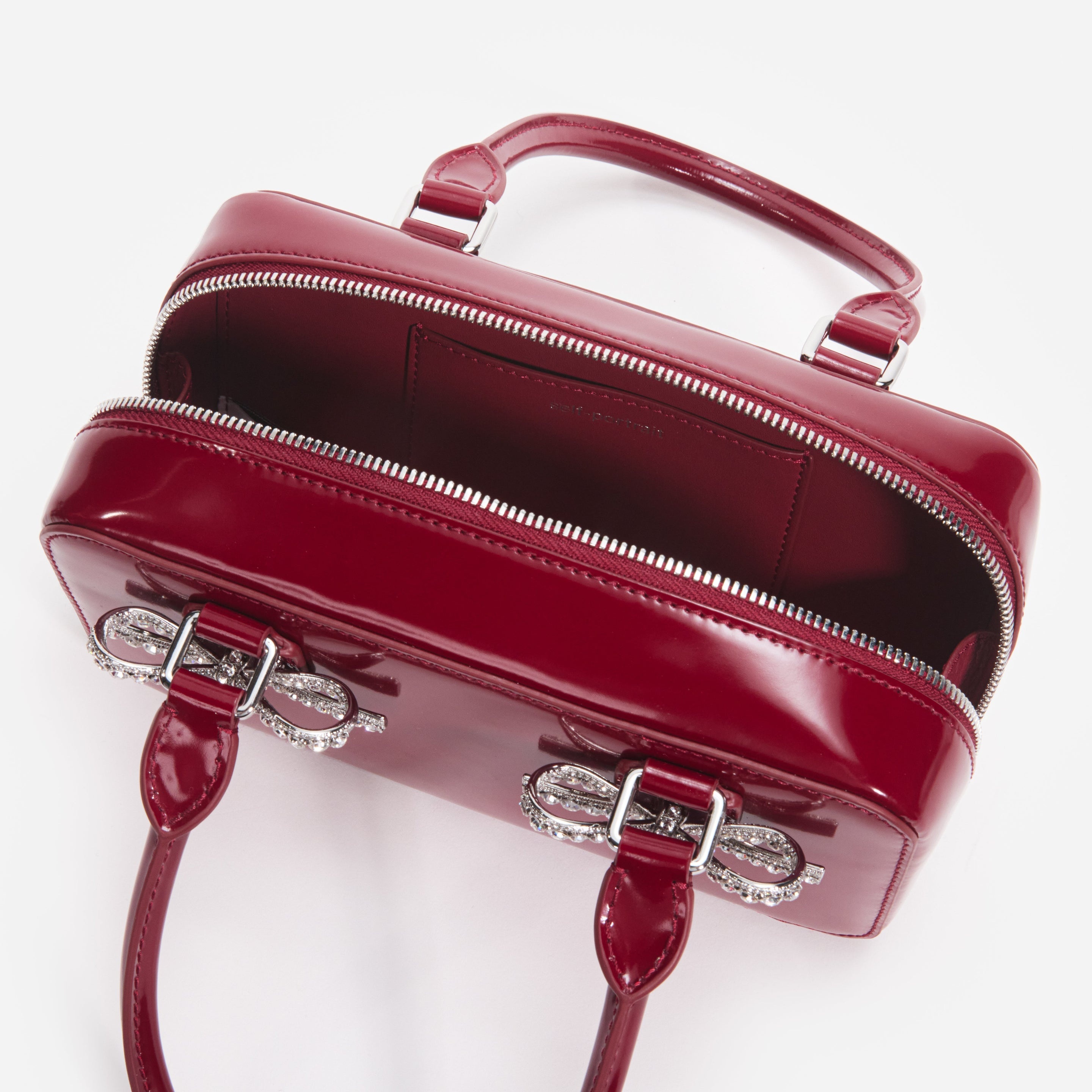 Burgundy Leather Mini Tote Bag - 4