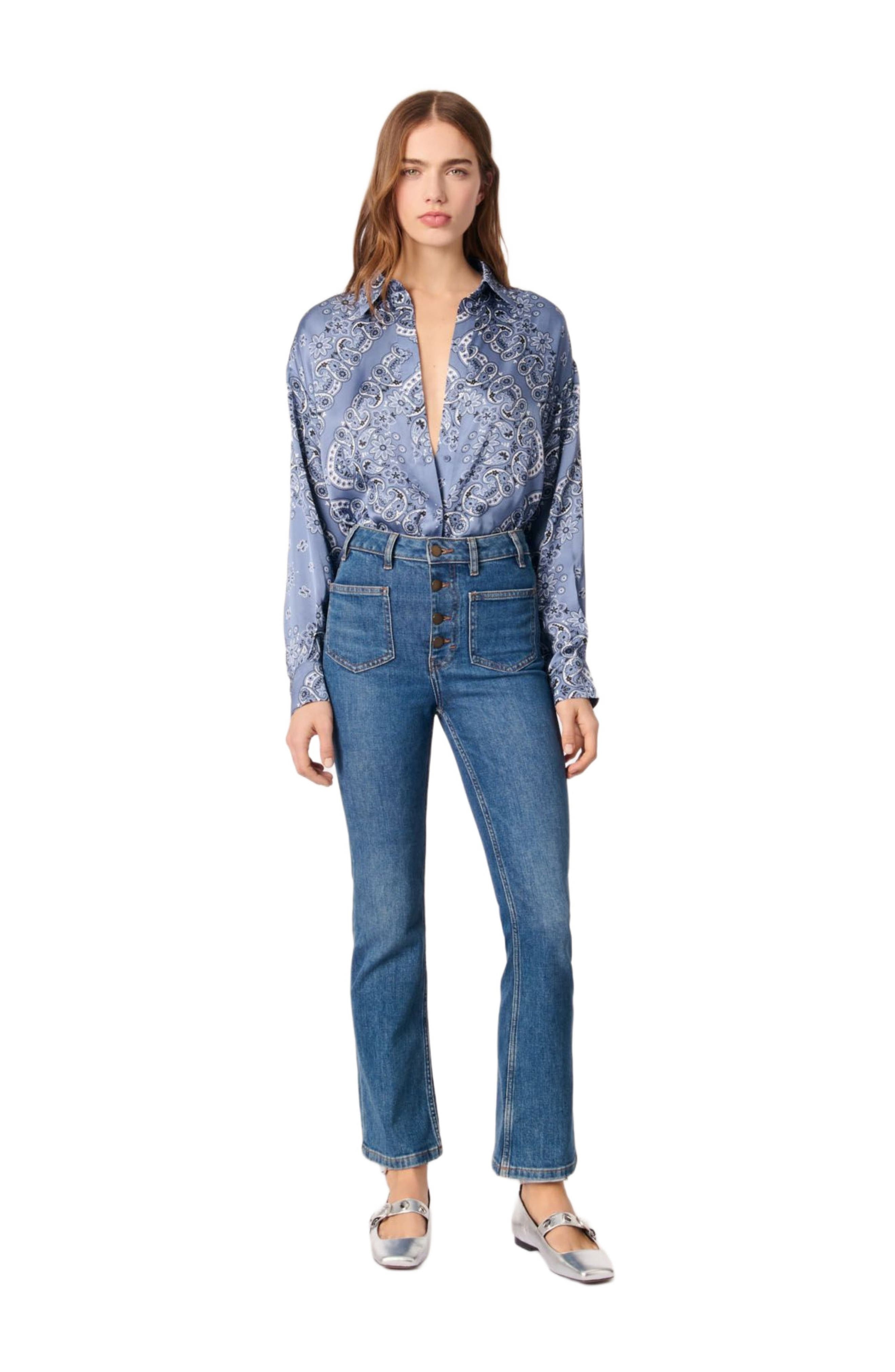 maje Flowing printed shirt in Blue Bandana Print at Nordstrom - 1