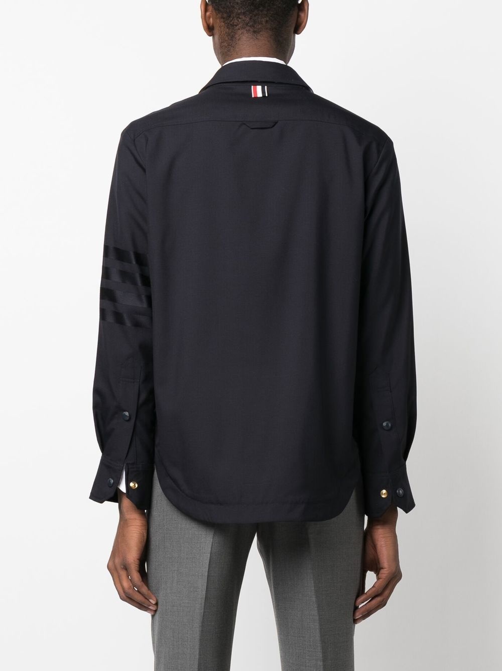 stripe-detail press-stud shirt - 4
