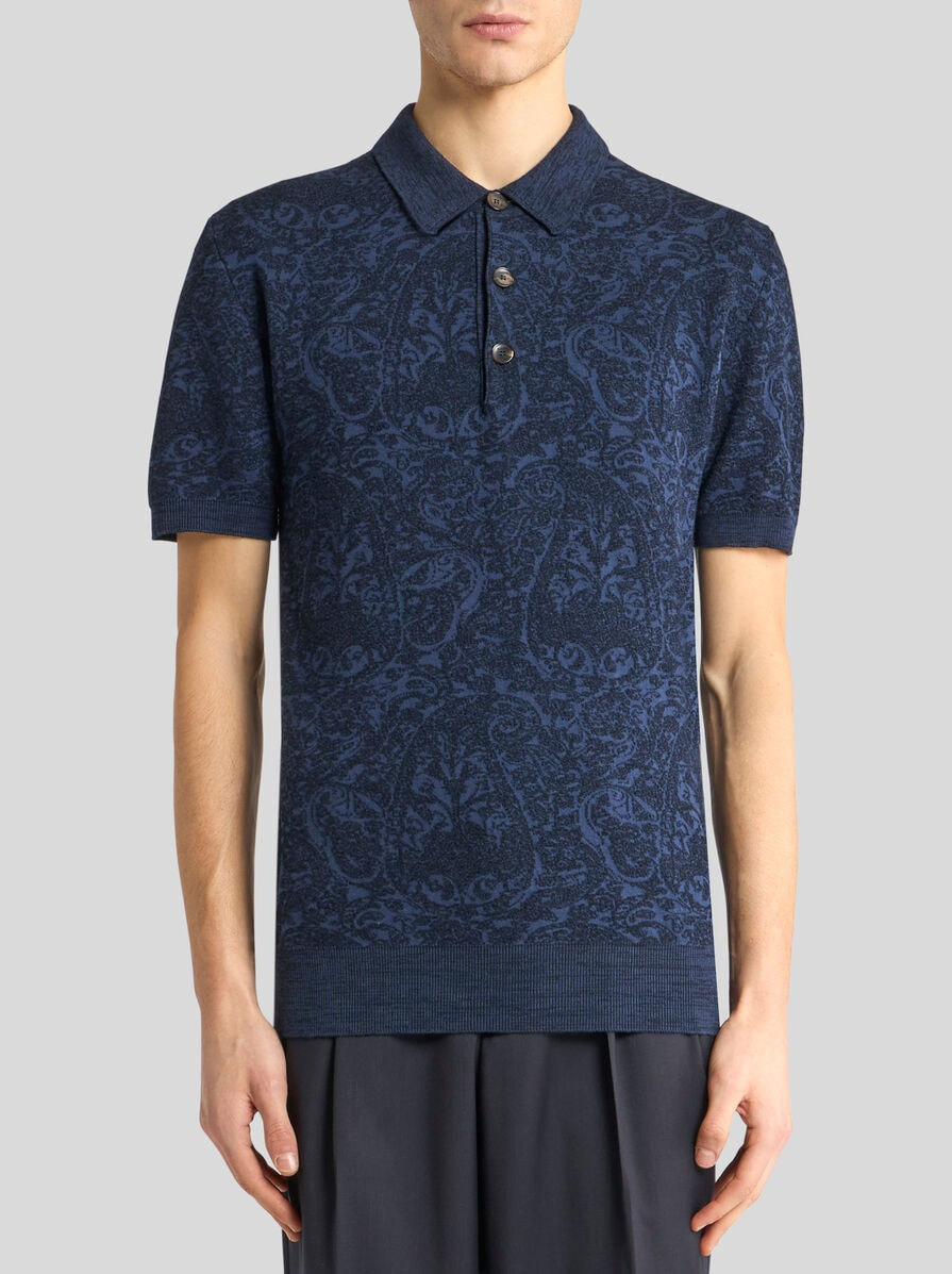 COTTON- AND WOOL-BLEND JACQUARD POLO - 2