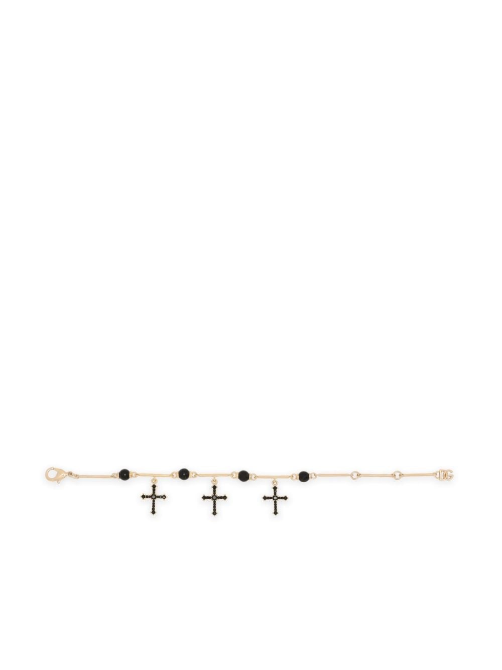 logo-plaque cross-pendant bracelet - 2